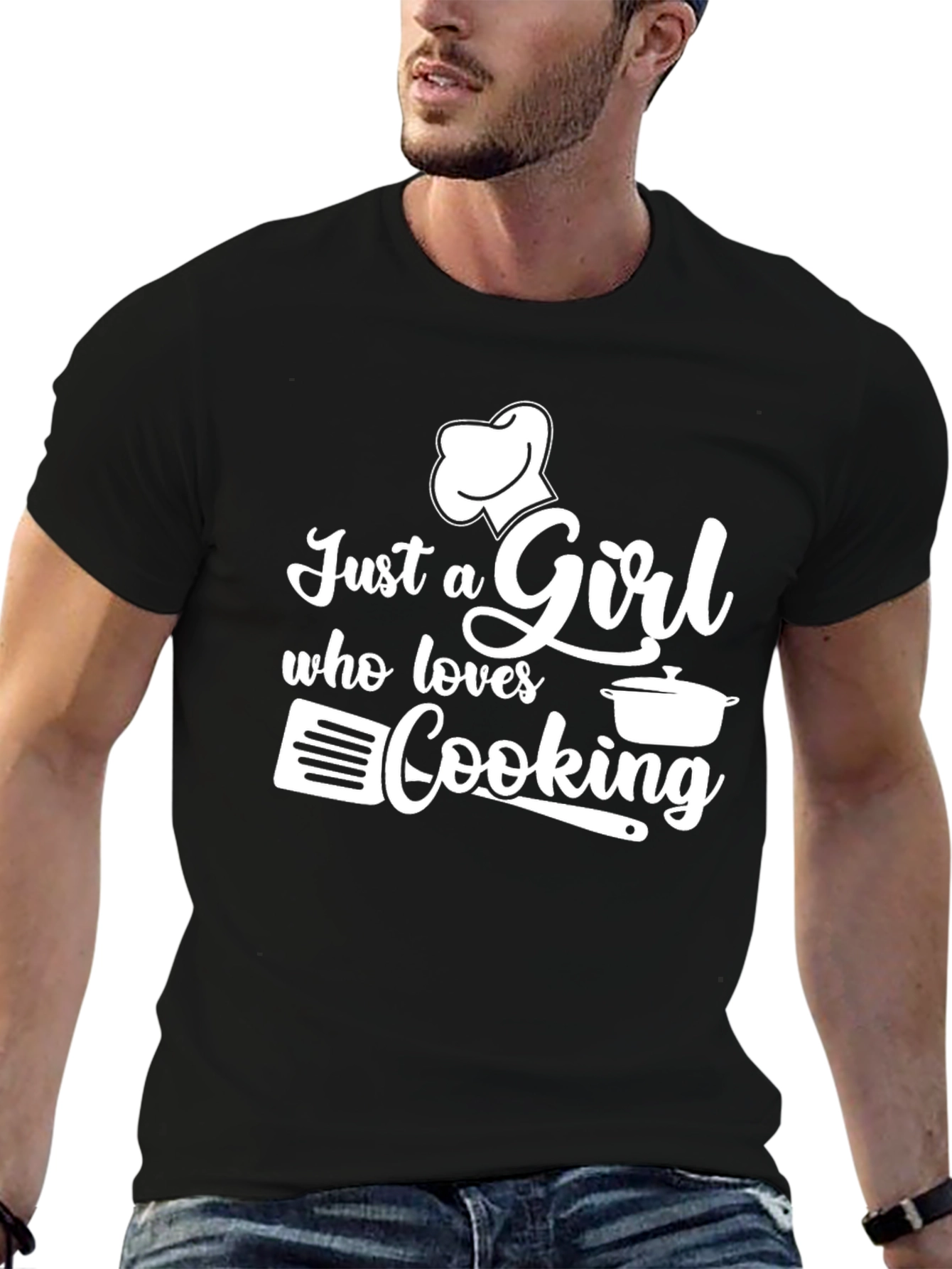 Just a Girl Who Loves Cooking Black T-Shirt