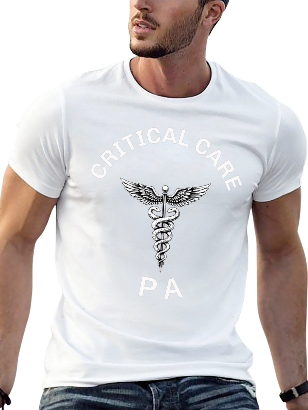 Critical Care PA T-Shirt - Medical Caduceus Design