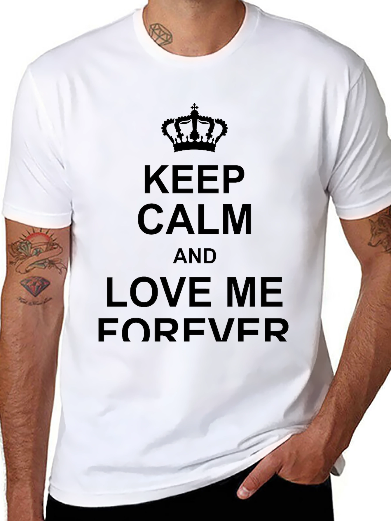 Keep Calm and Love Me Forever Black T-Shirt