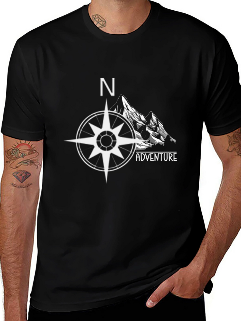 Adventure Compass Graphic Tee - Black