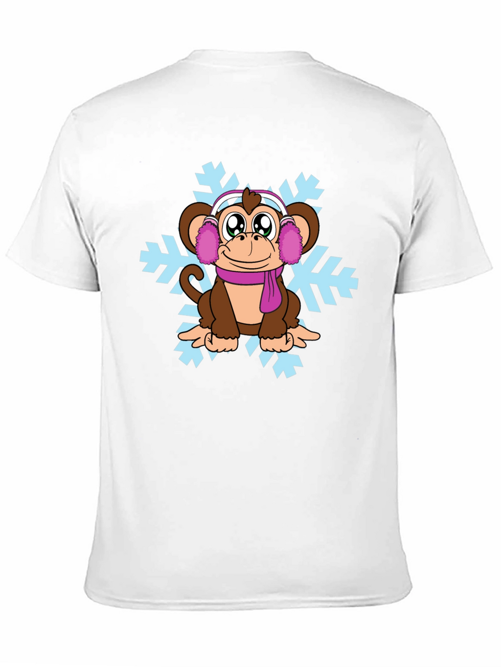 Winter Monkey T-Shirt - Cute Cartoon Graphic Tee