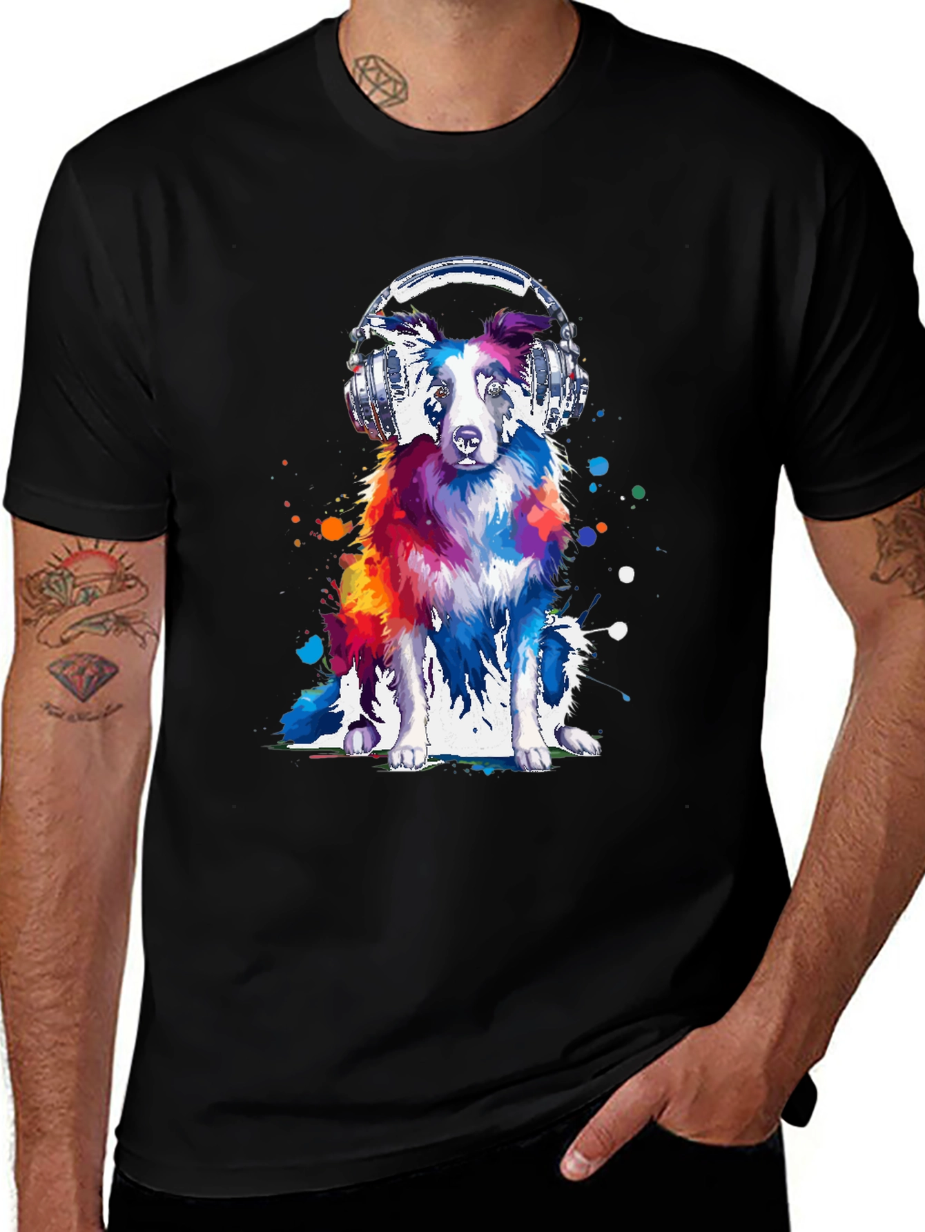 Dog with Headphones Graphic Tee