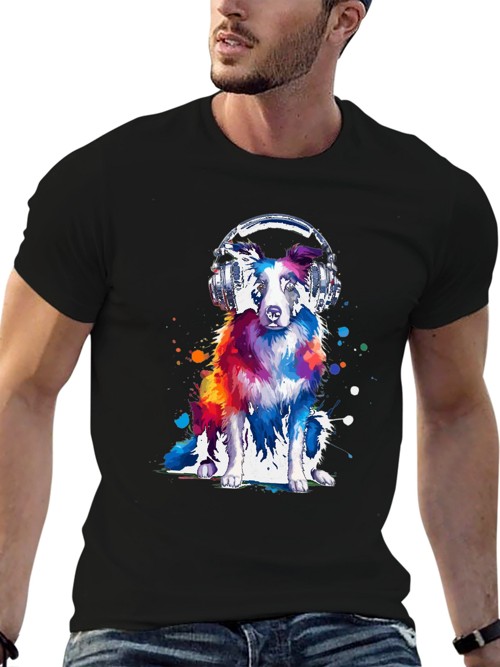 Dog with Headphones Graphic Tee