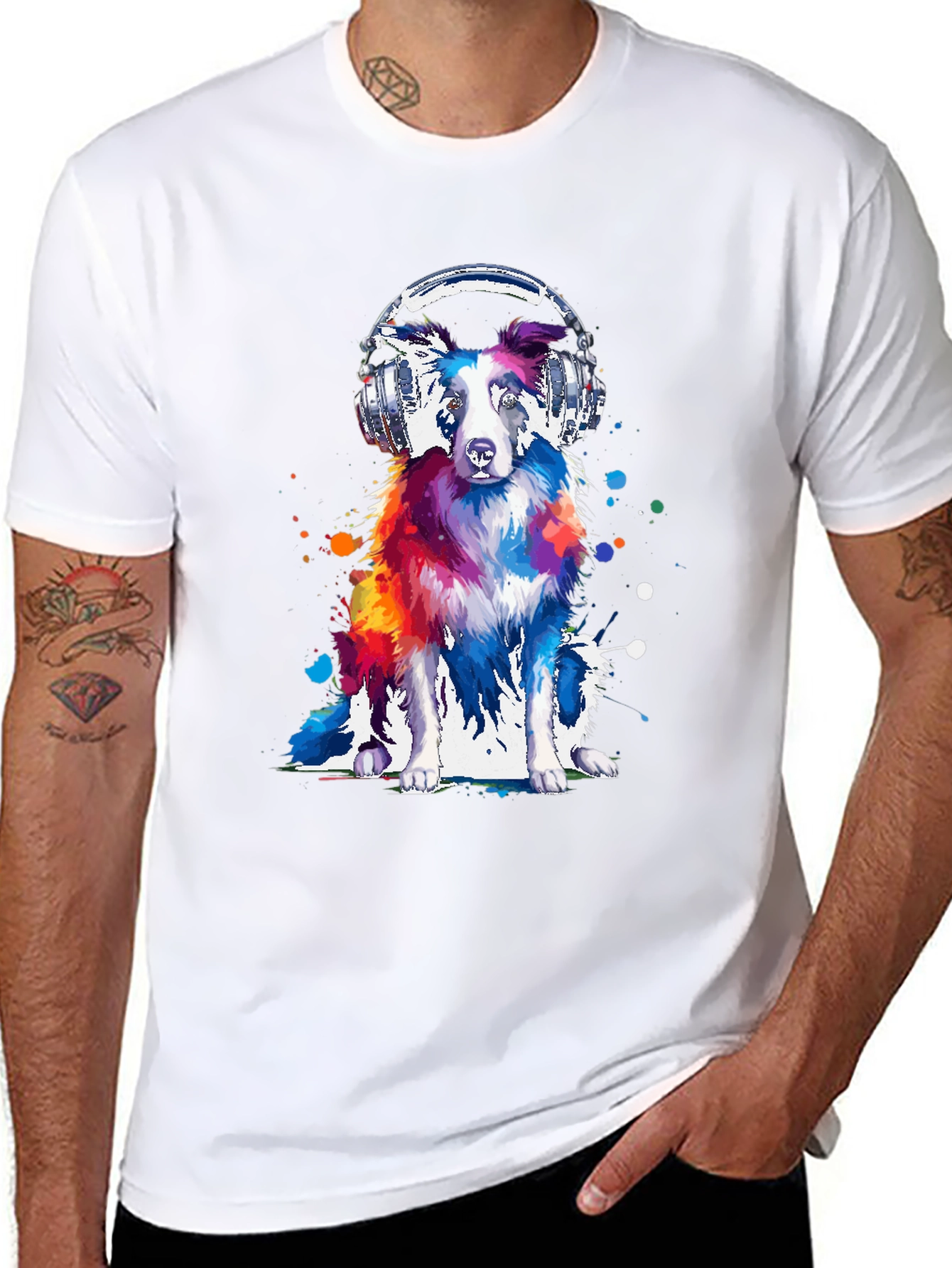Dog with Headphones Graphic Tee