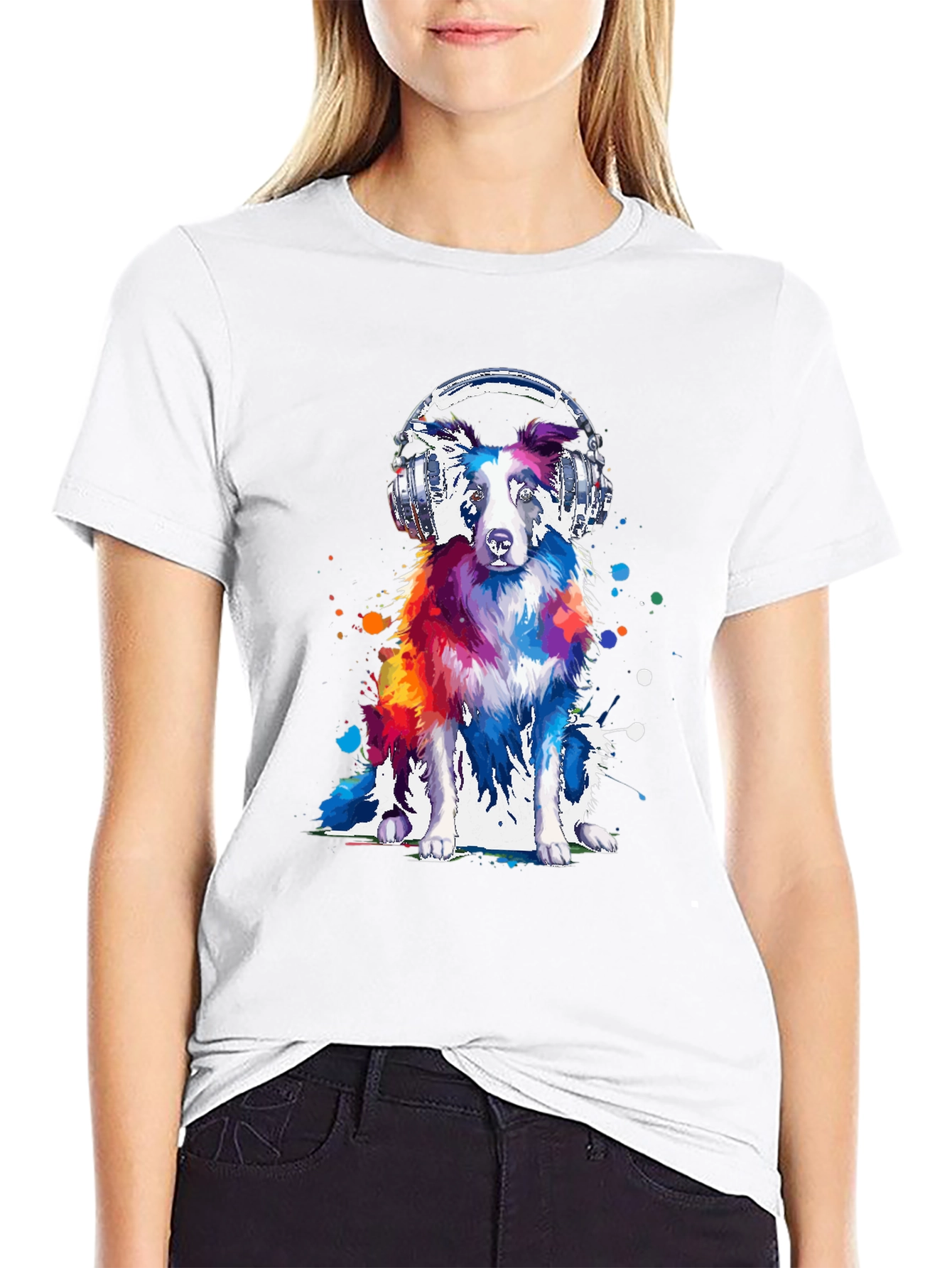 Dog with Headphones Graphic Tee