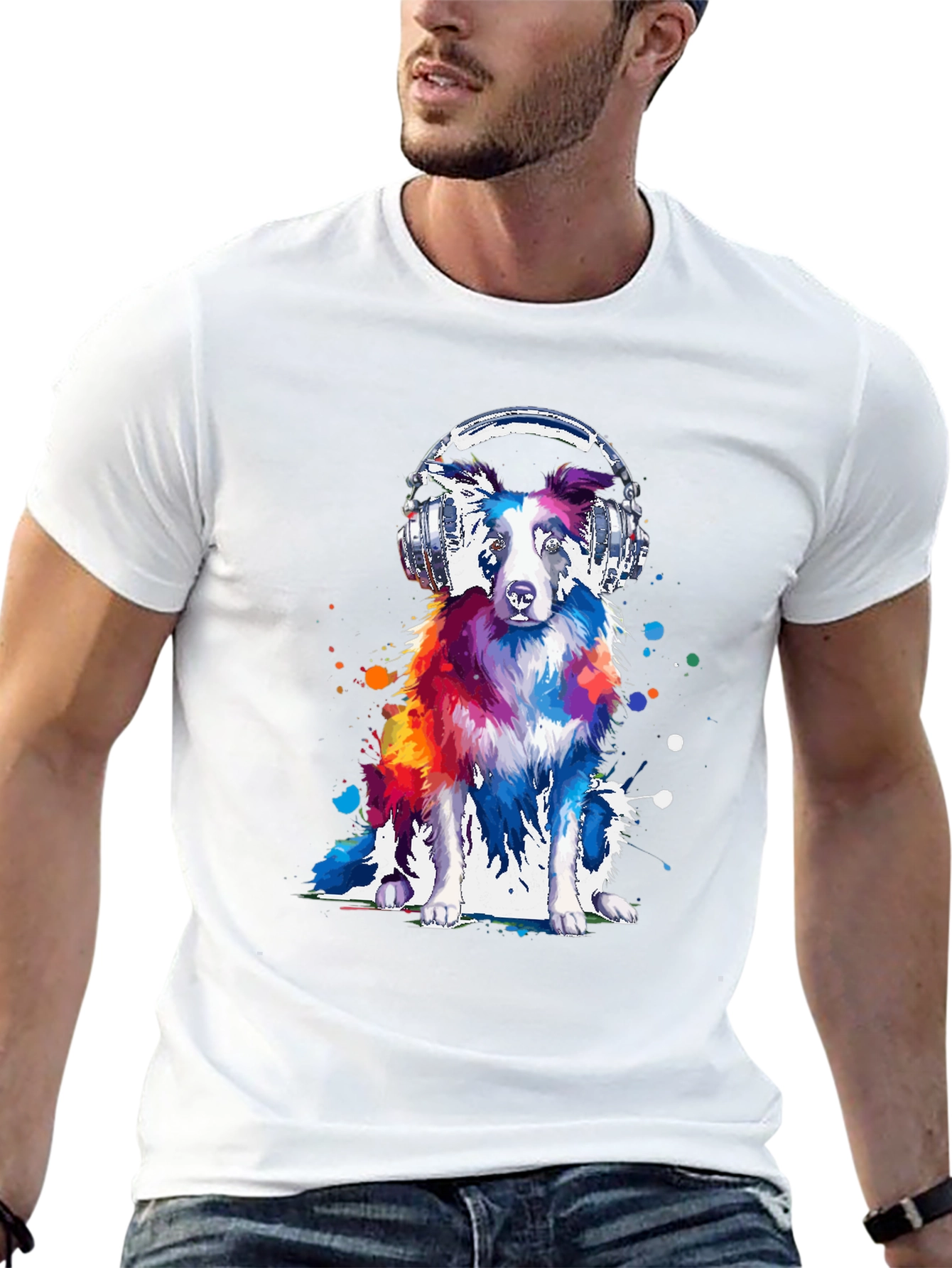 Dog with Headphones Graphic Tee