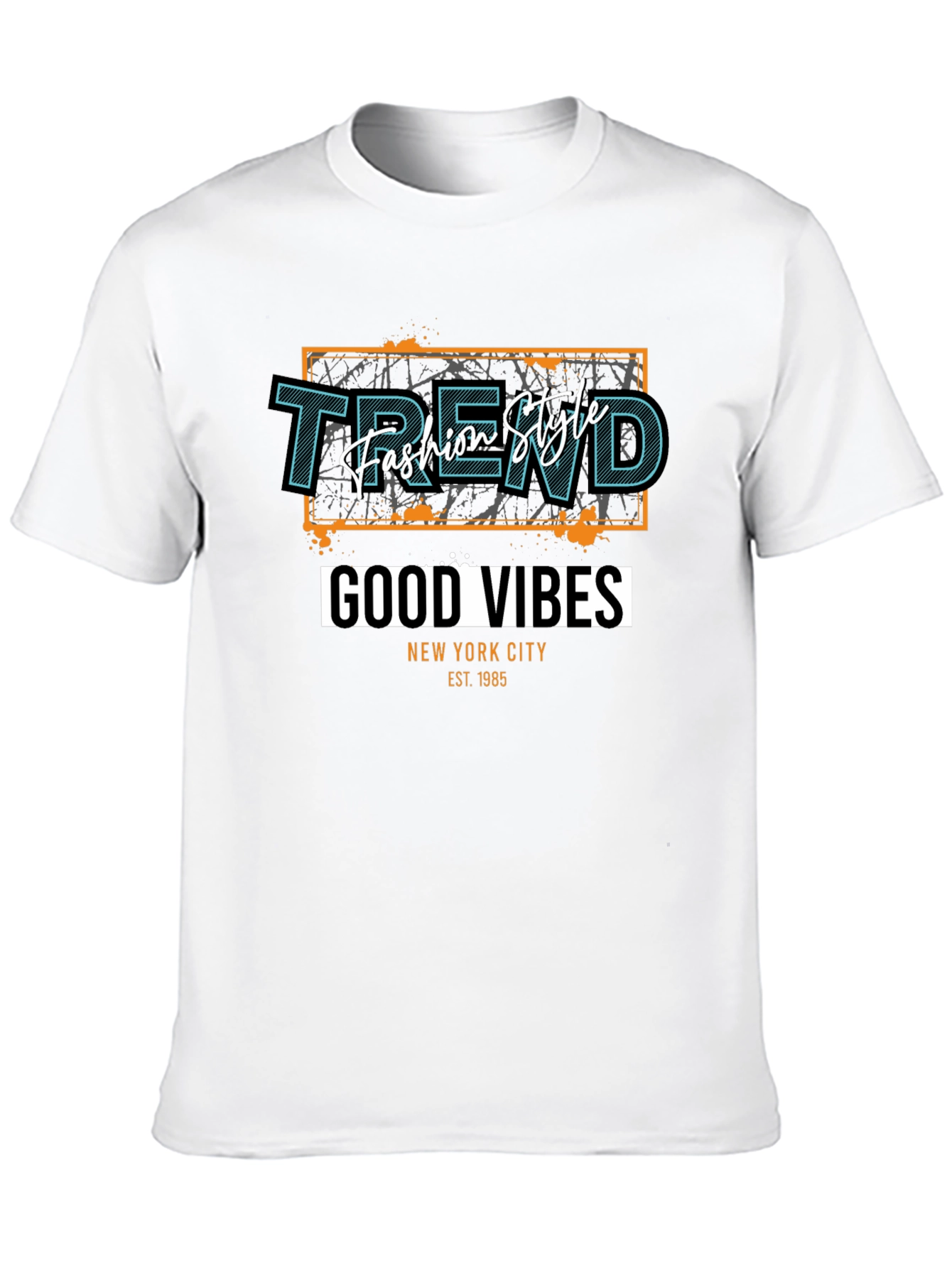 Trendy Black T-Shirt - Good Vibes Graphic