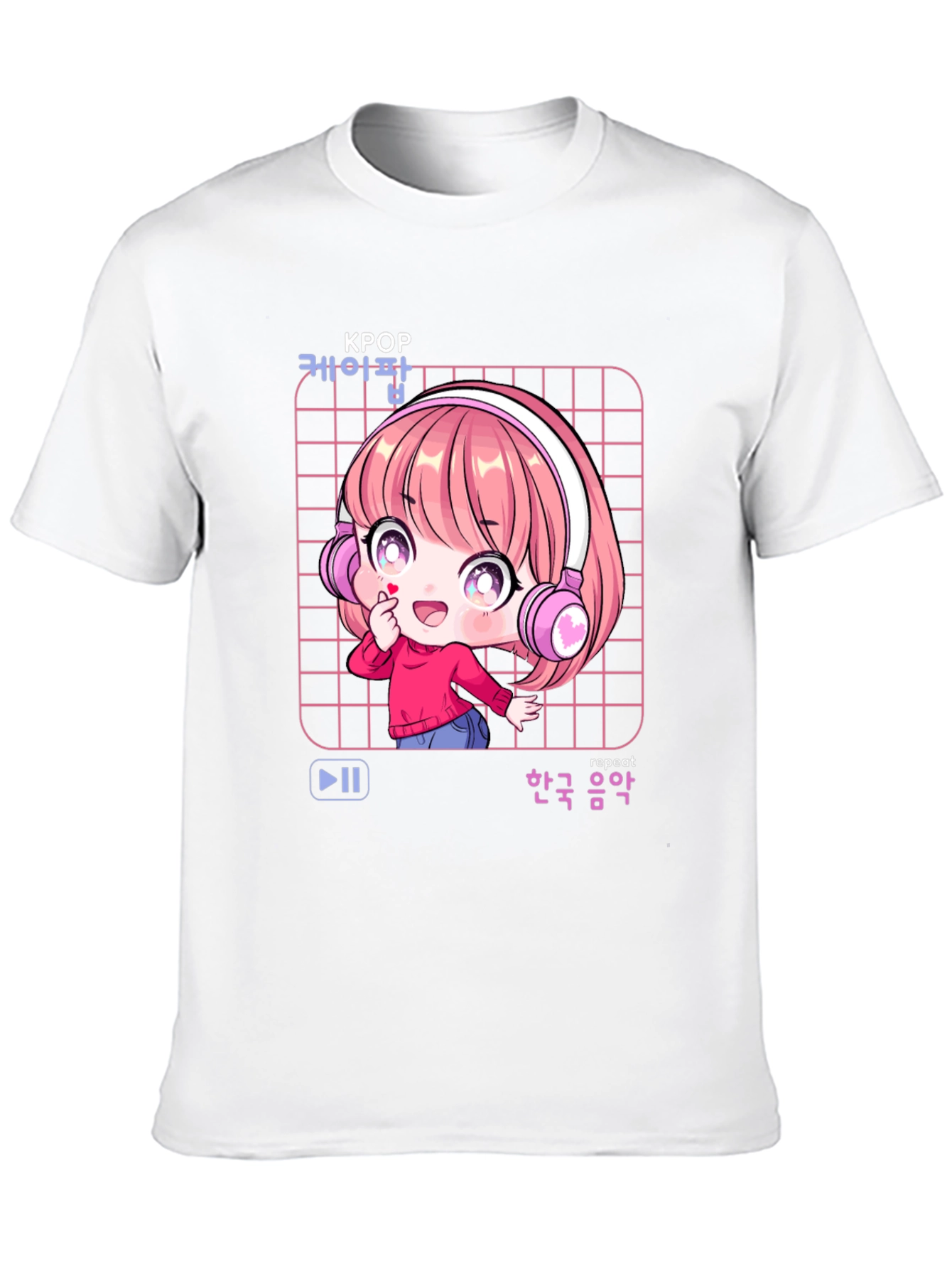 K-Pop Anime Girl Black T-Shirt