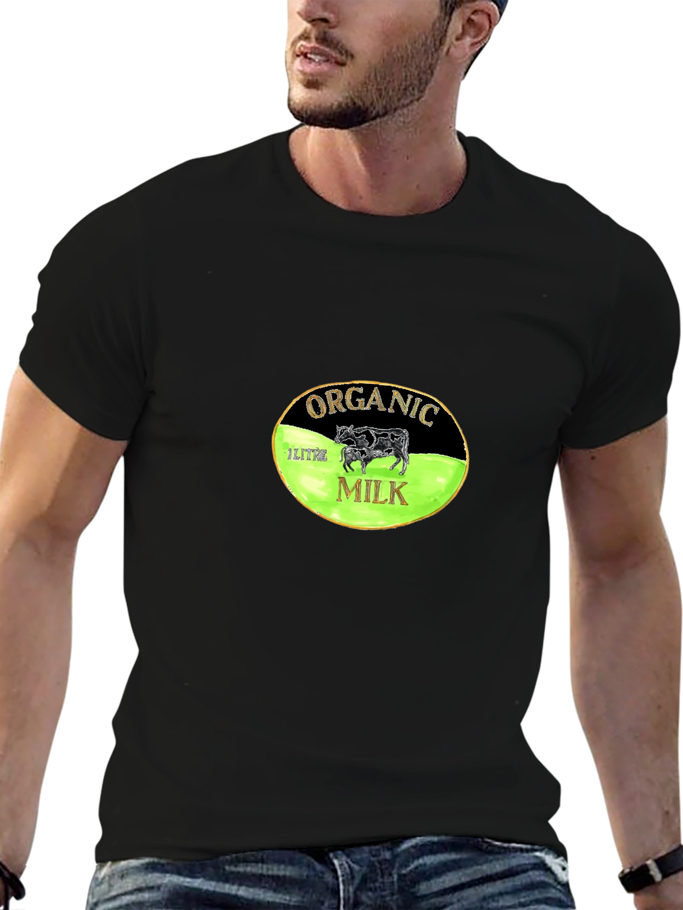 Organic Milk Graphic Tee - Black Cotton T-Shirt