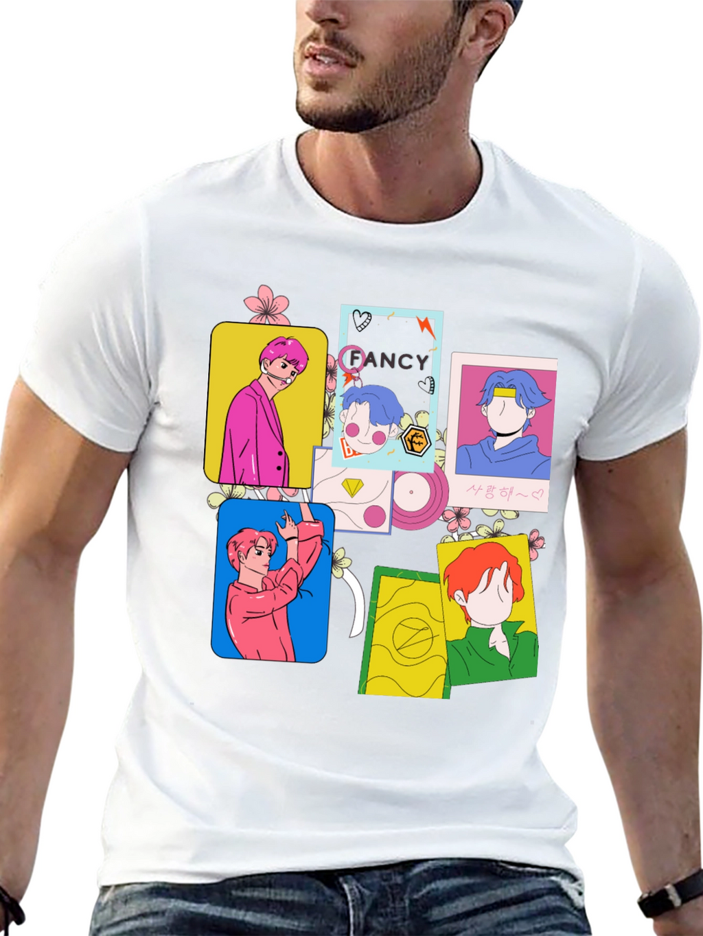 Funky K-Pop Inspired Graphic Print Black T-Shirt