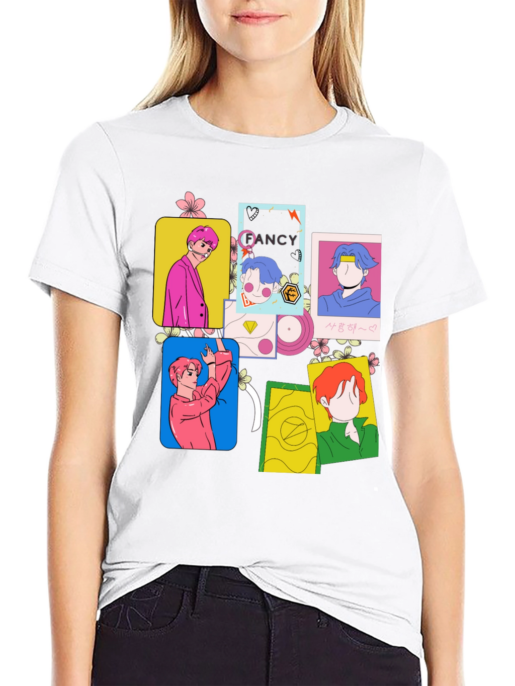 Funky K-Pop Inspired Graphic Print Black T-Shirt