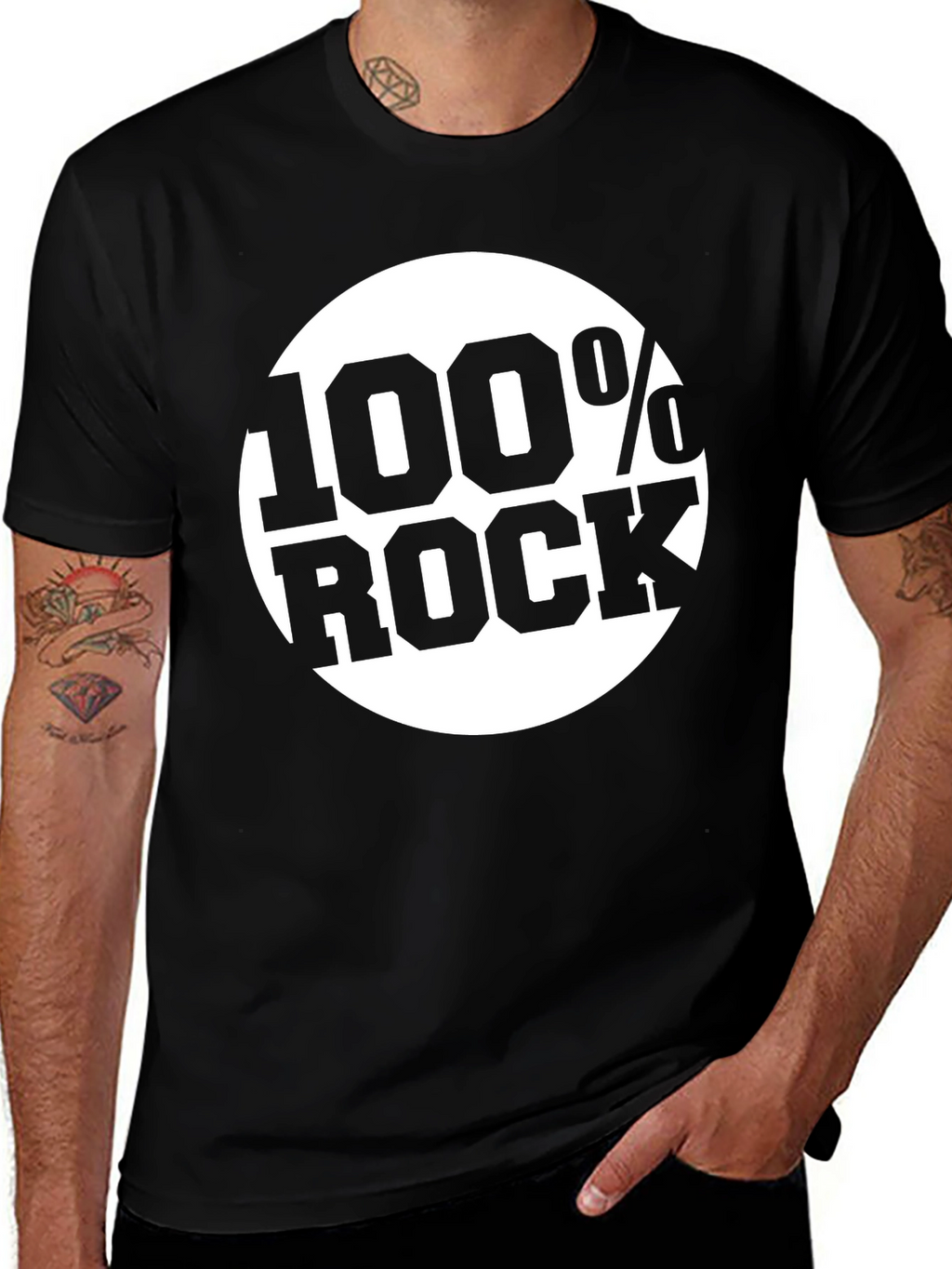 100% Rock Graphic Black T-Shirt