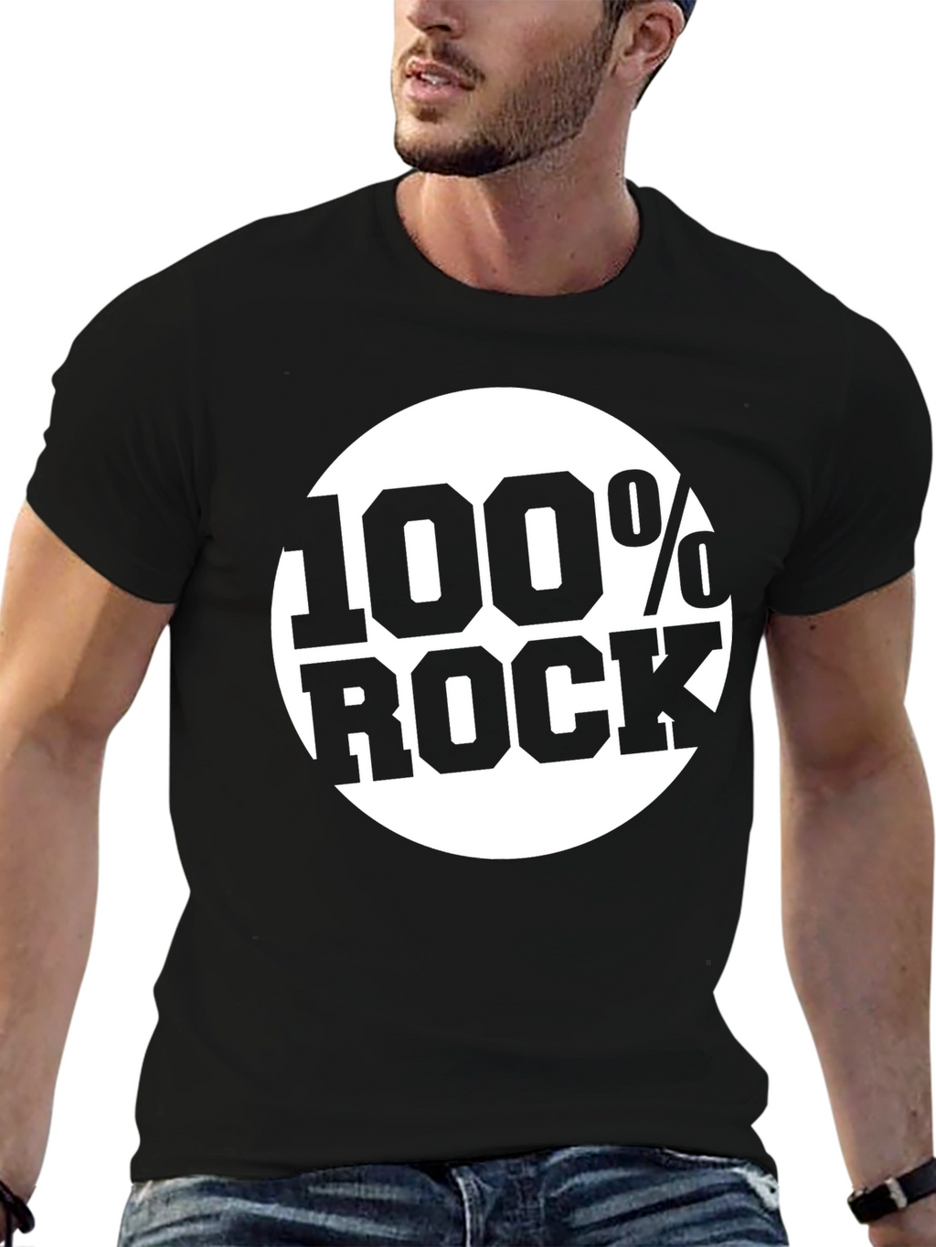 100% Rock Graphic Black T-Shirt