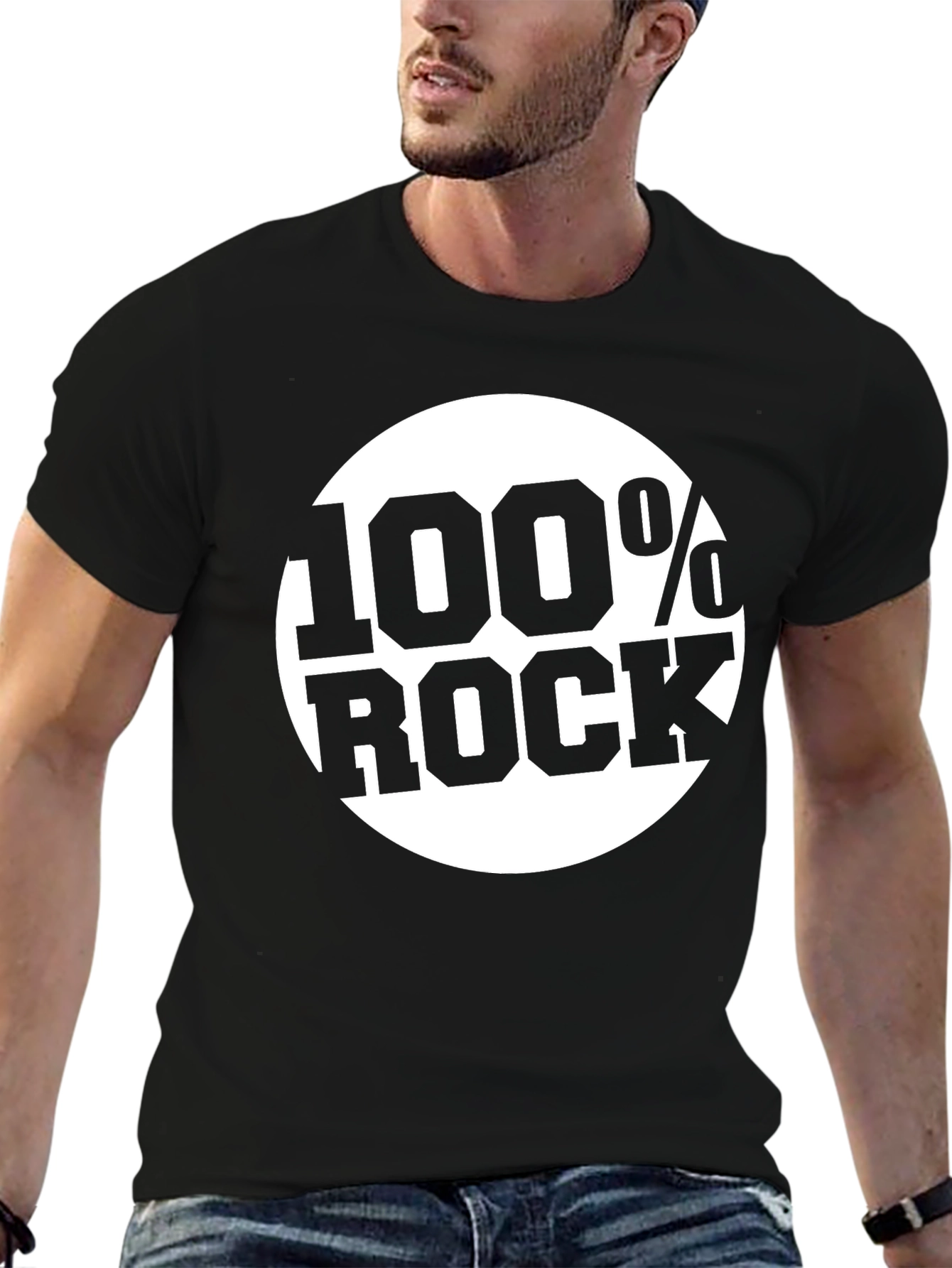 100% Rock Graphic Black T-Shirt