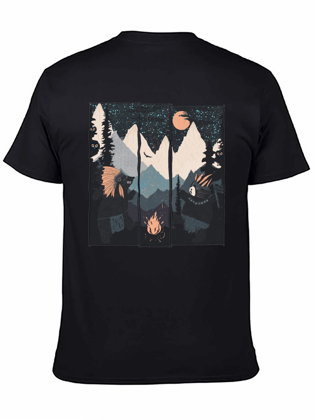 Mountain Campfire Bear Graphic Tee