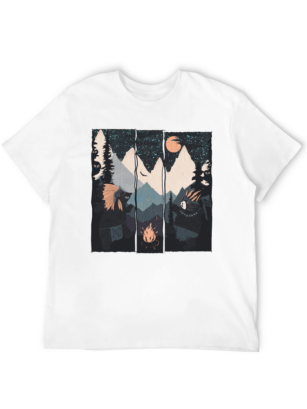 Mountain Campfire Bear Graphic Tee