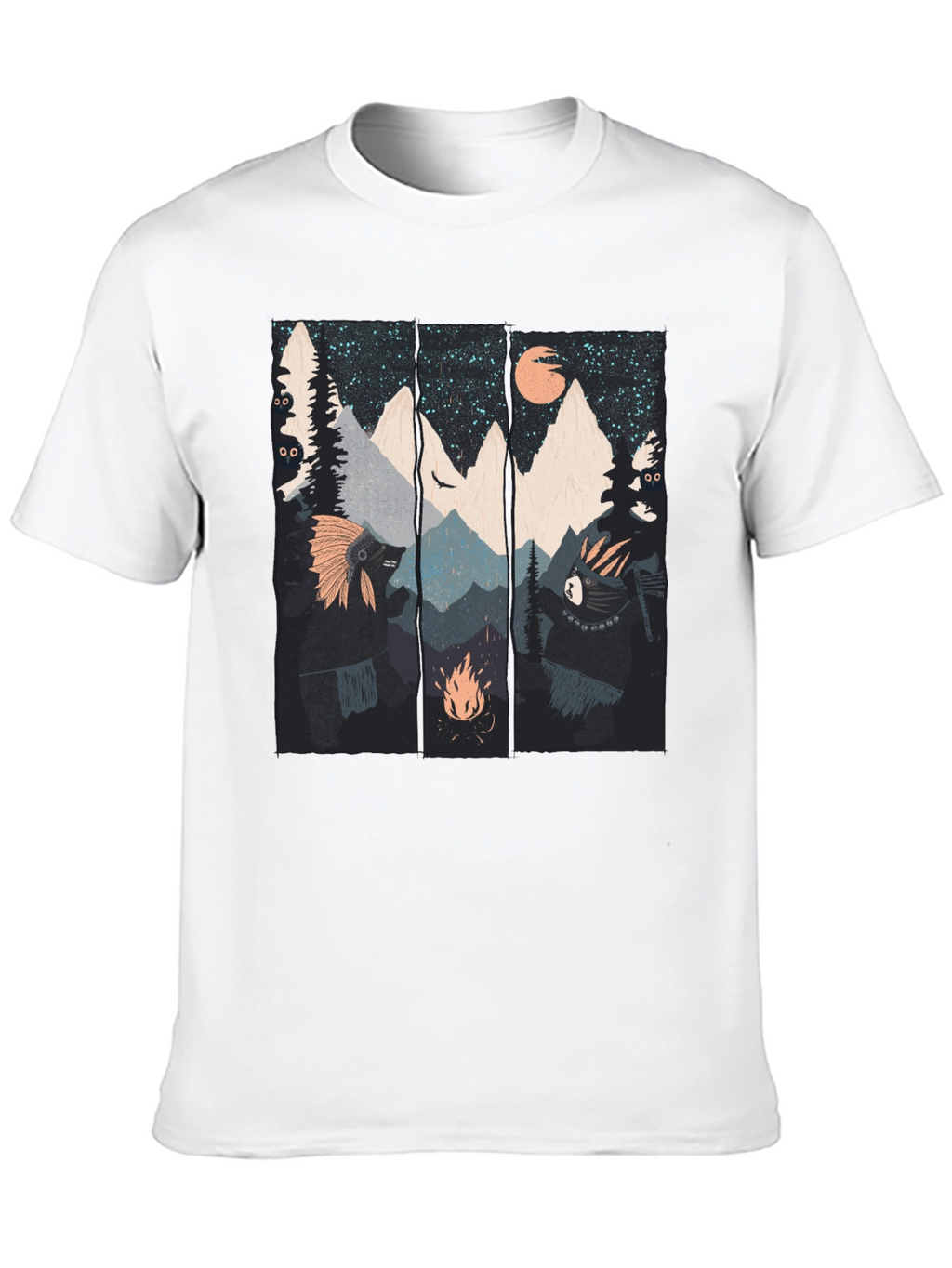 Mountain Campfire Bear Graphic Tee