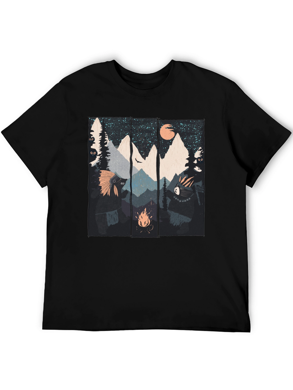 Mountain Campfire Bear Graphic Tee