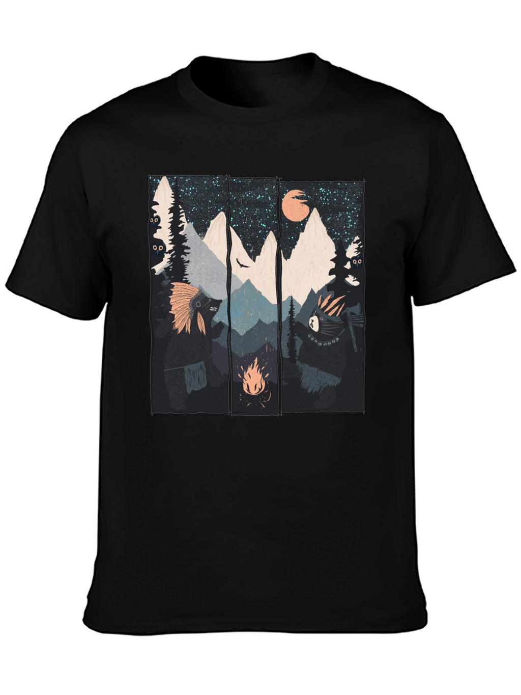 Mountain Campfire Bear Graphic Tee
