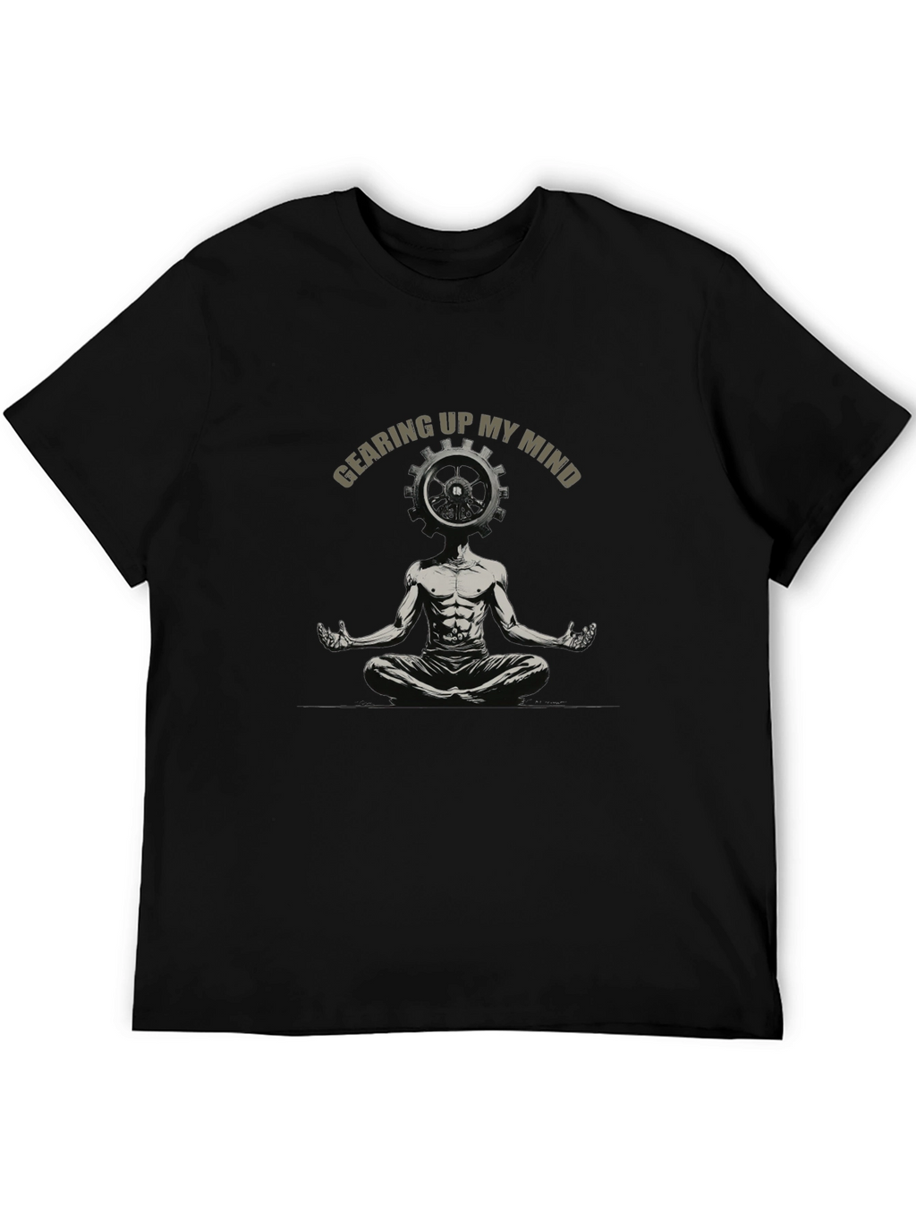 Gearing Up My Mind Black Graphic T-Shirt