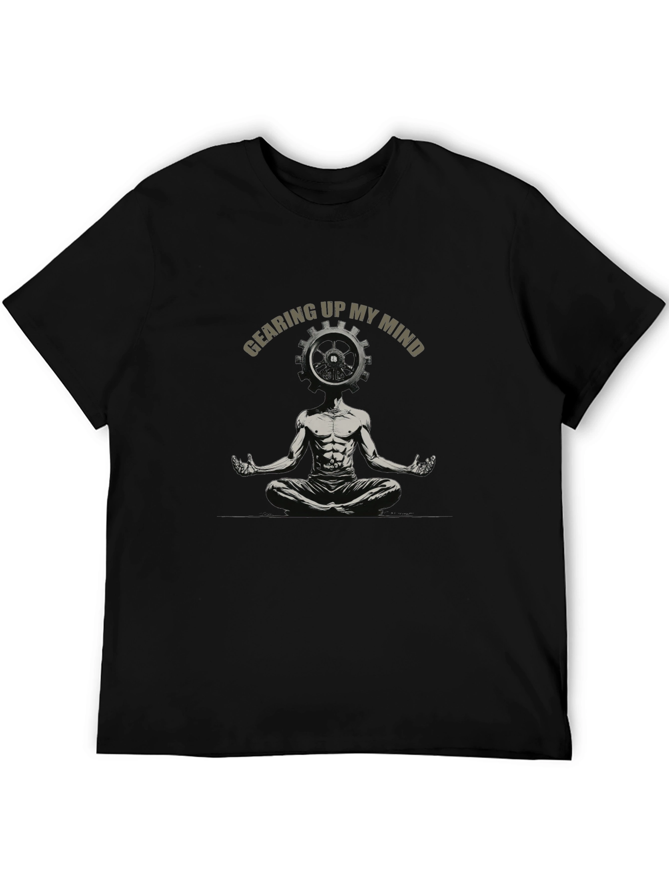 Gearing Up My Mind Black Graphic T-Shirt