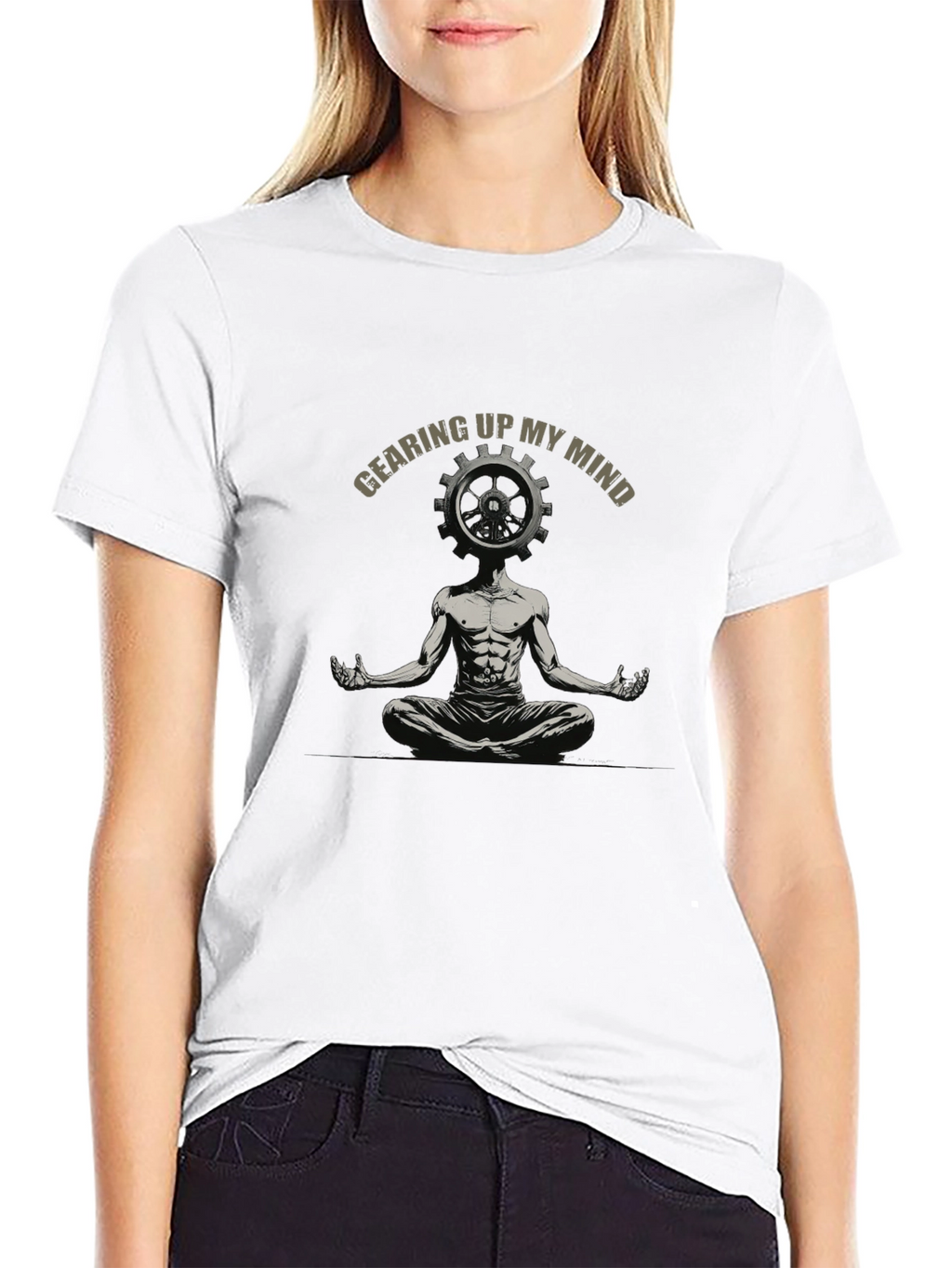 Gearing Up My Mind Black Graphic T-Shirt