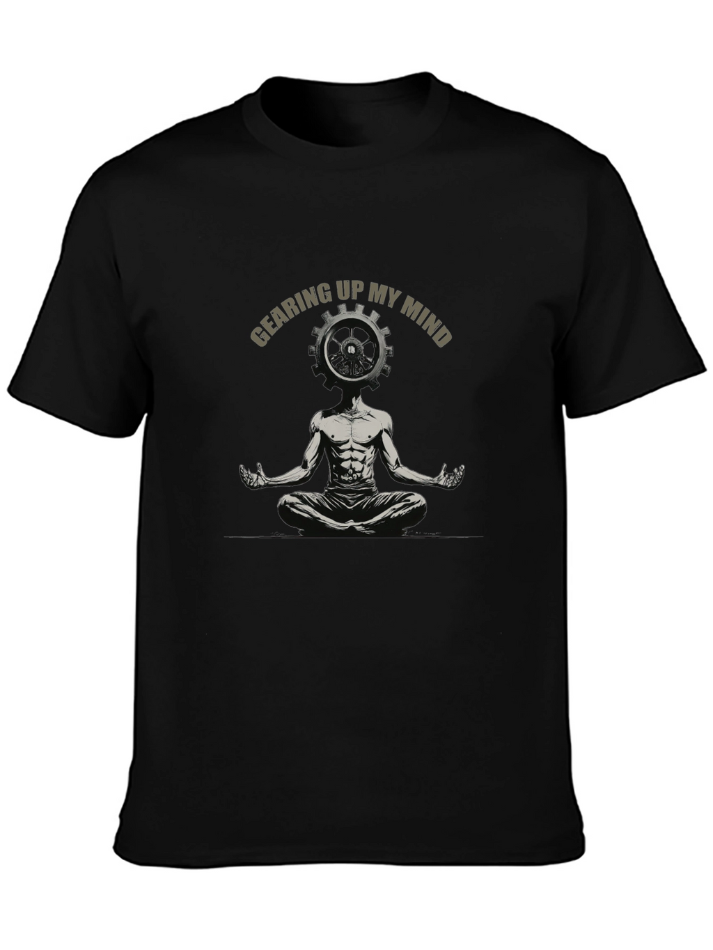 Gearing Up My Mind Black Graphic T-Shirt