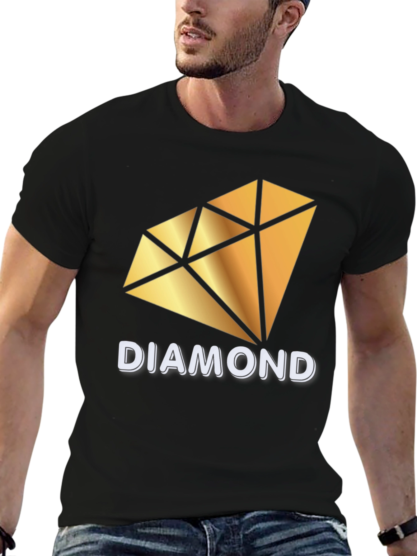 Diamond Graphic Print Black T-Shirt
