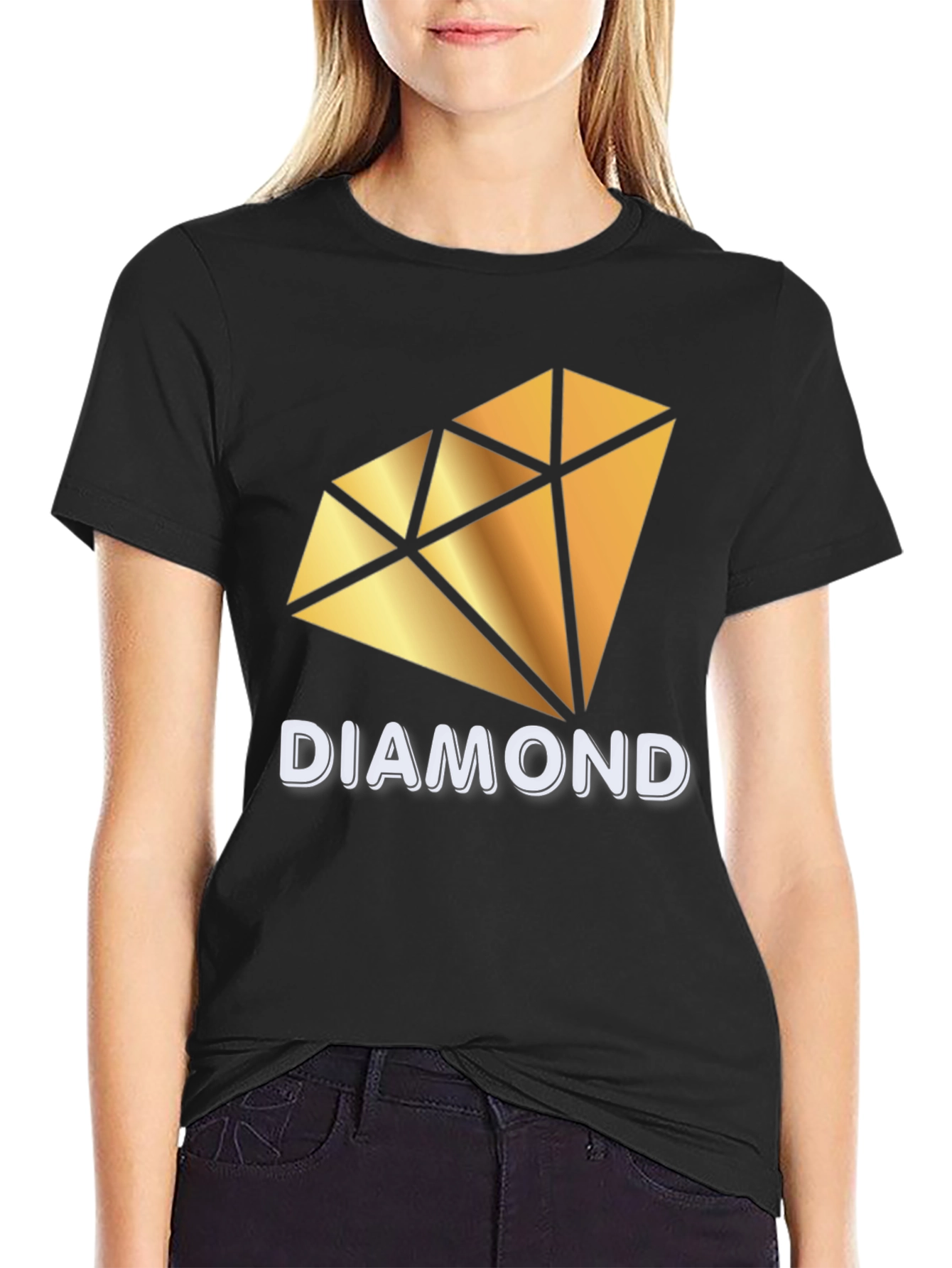 Diamond Graphic Print Black T-Shirt