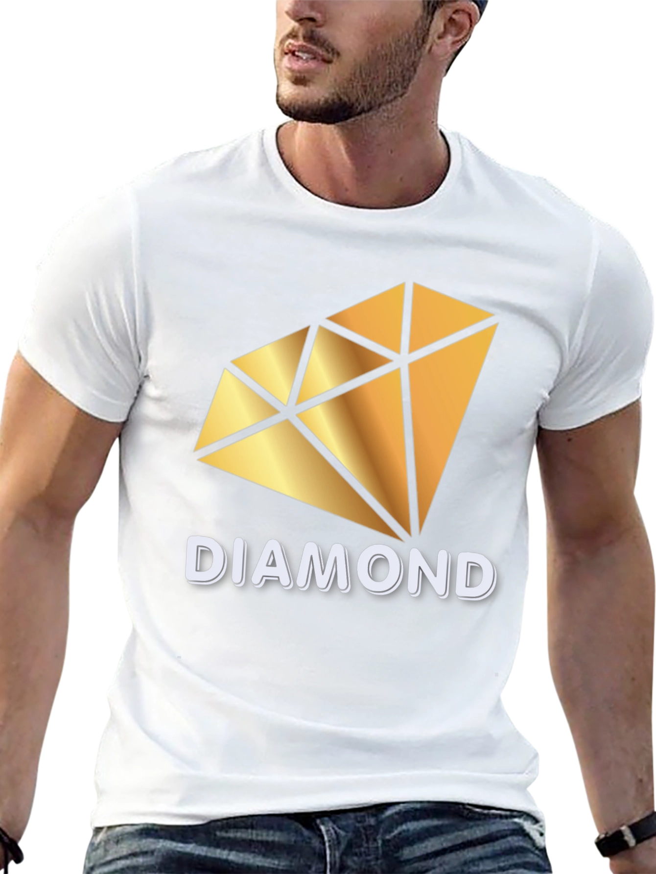 Diamond Graphic Print Black T-Shirt