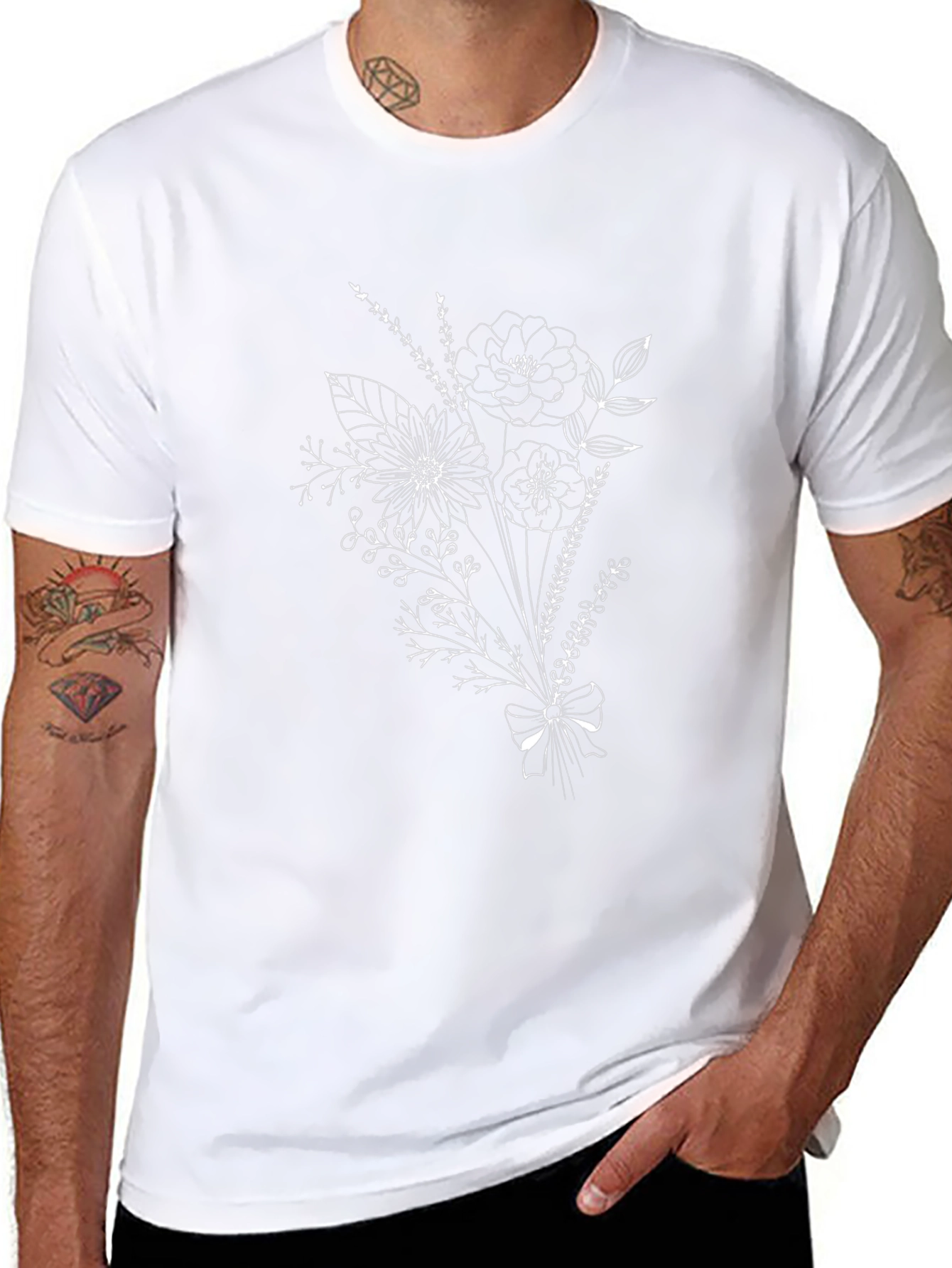 Floral Bouquet Graphic Tee - Stylish Black T-Shirt