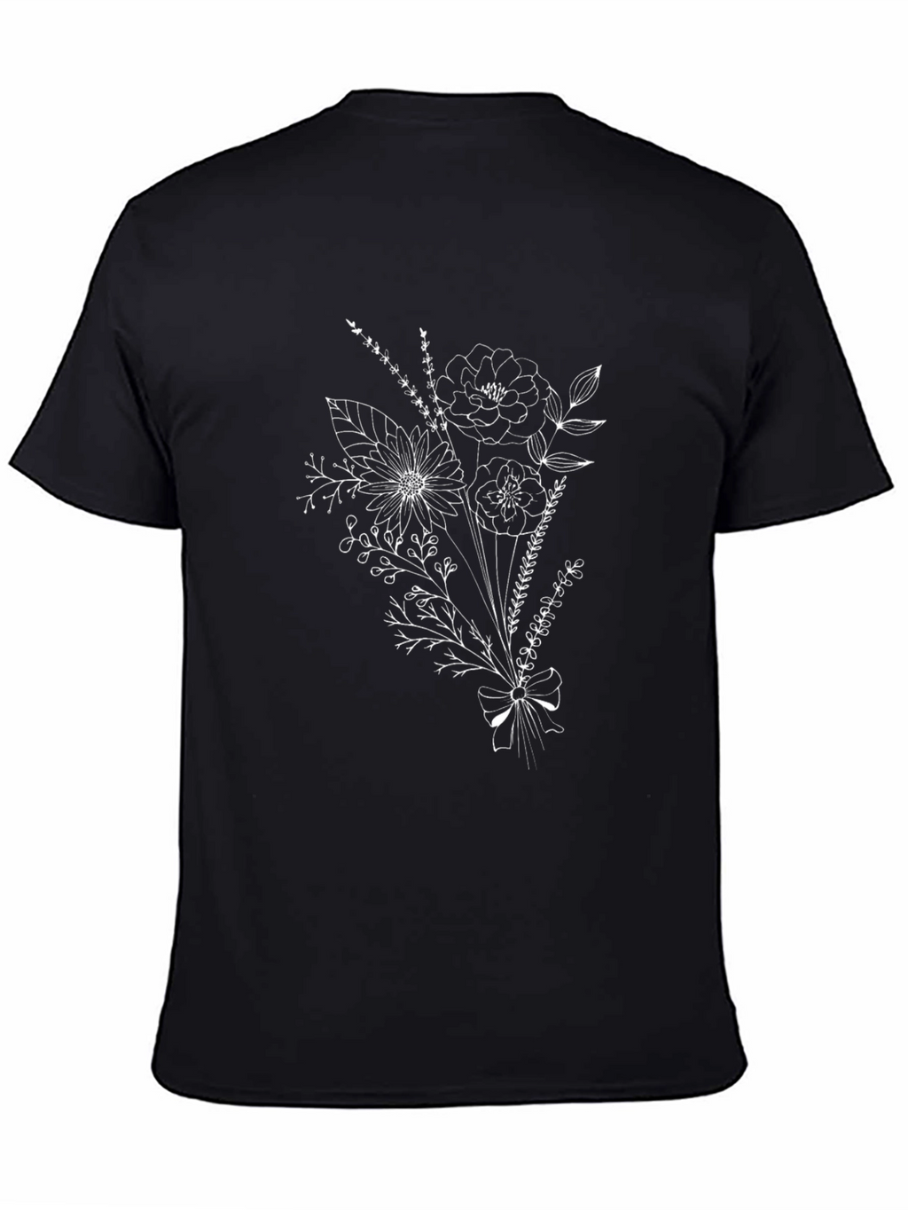 Floral Bouquet Graphic Tee - Stylish Black T-Shirt