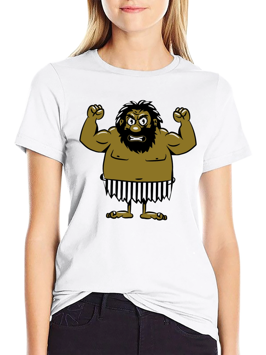 Caveman Cartoon Black T-Shirt