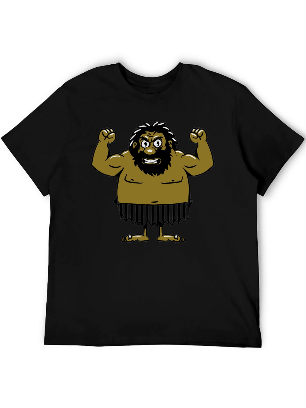 Caveman Cartoon Black T-Shirt