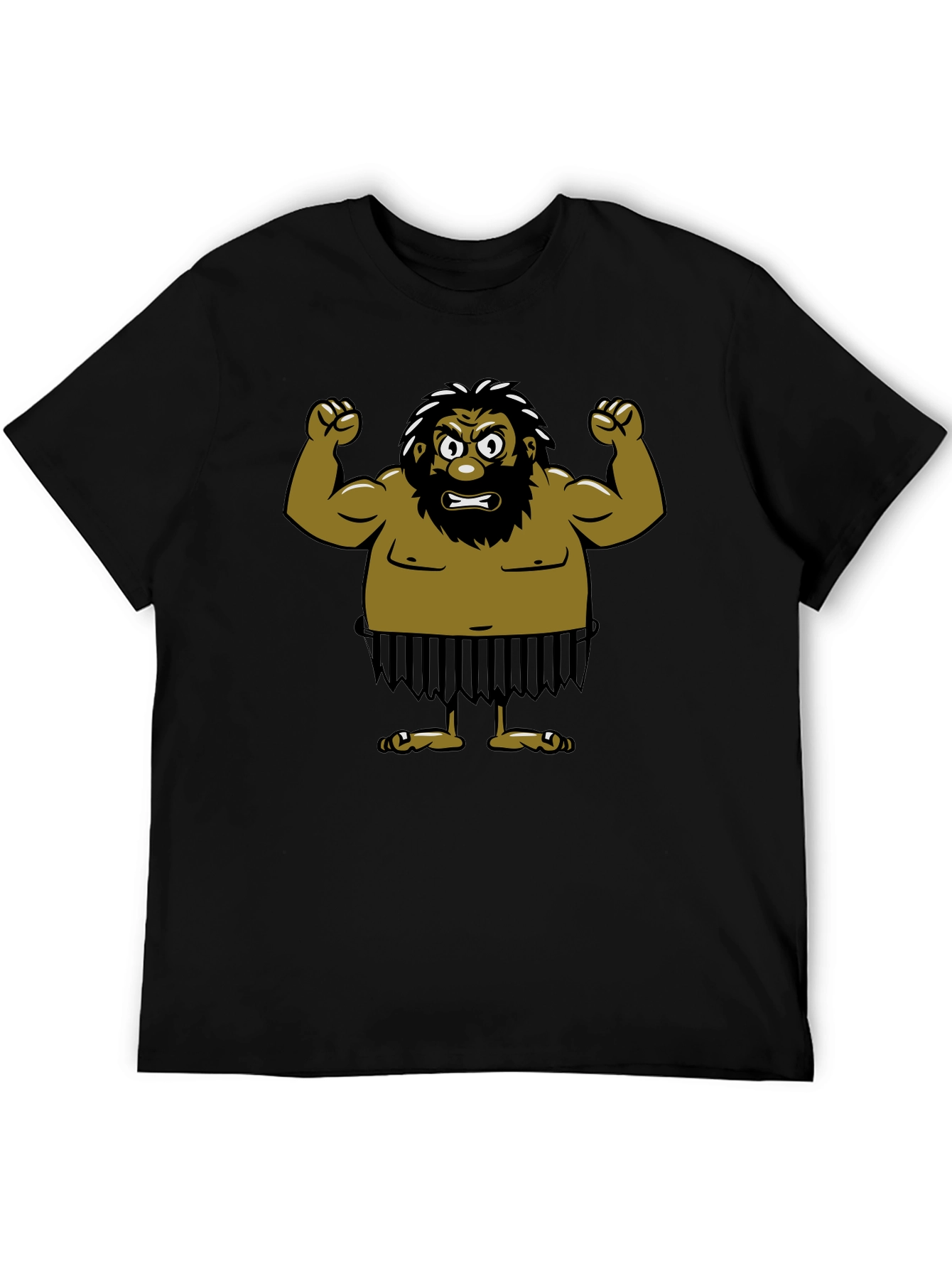 Caveman Cartoon Black T-Shirt