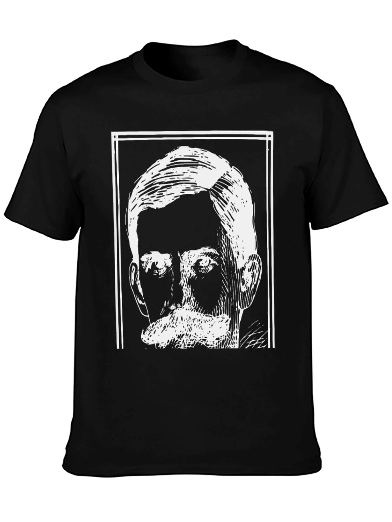 Black Graphic Tee - Vintage Man Portrait Design