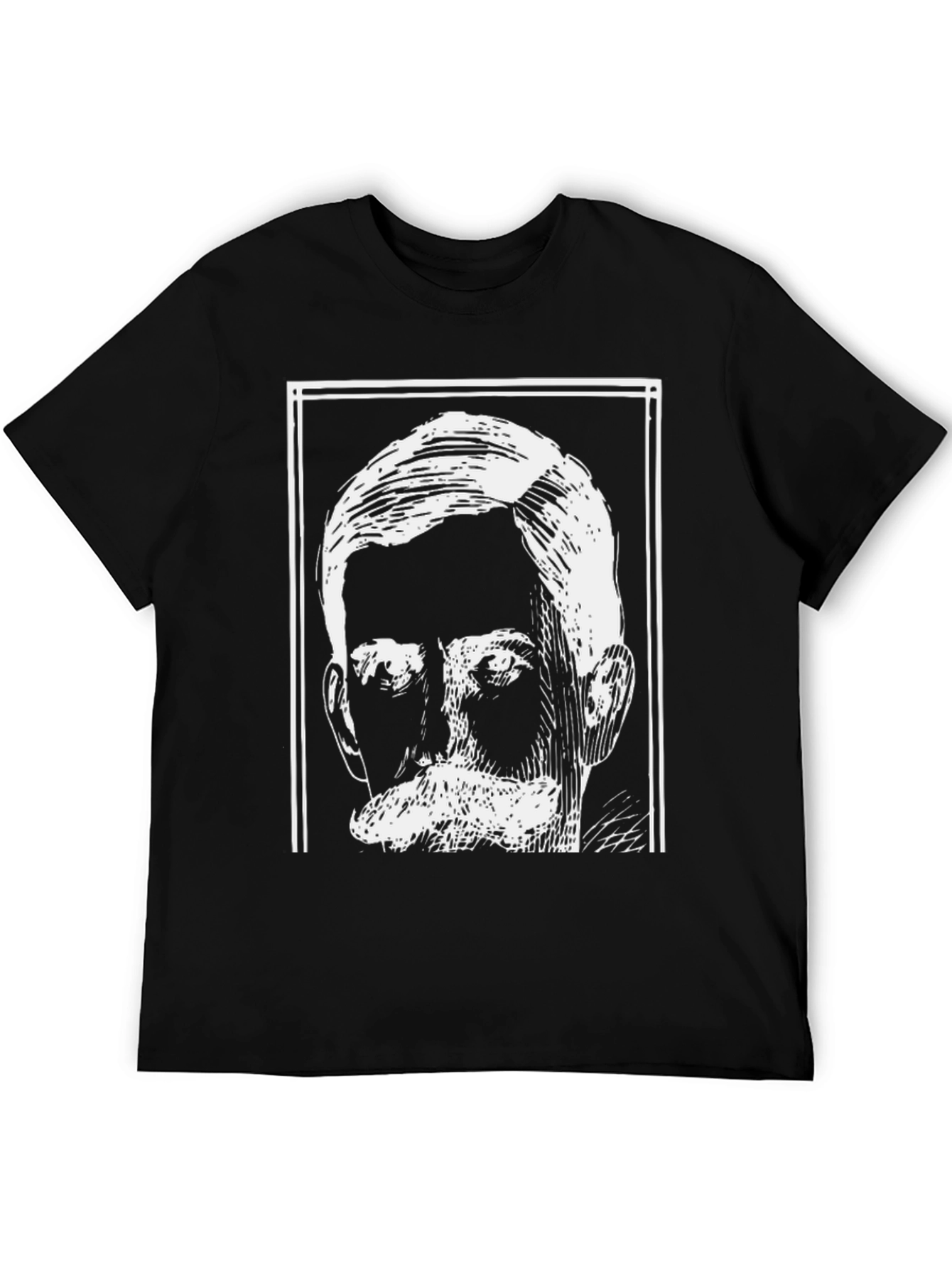 Black Graphic Tee - Vintage Man Portrait Design