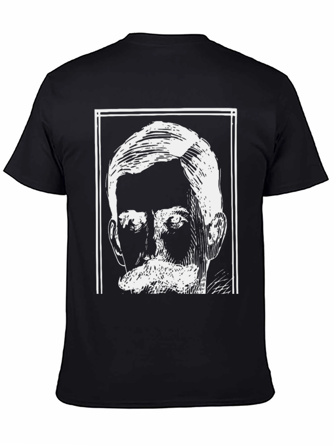 Black Graphic Tee - Vintage Man Portrait Design