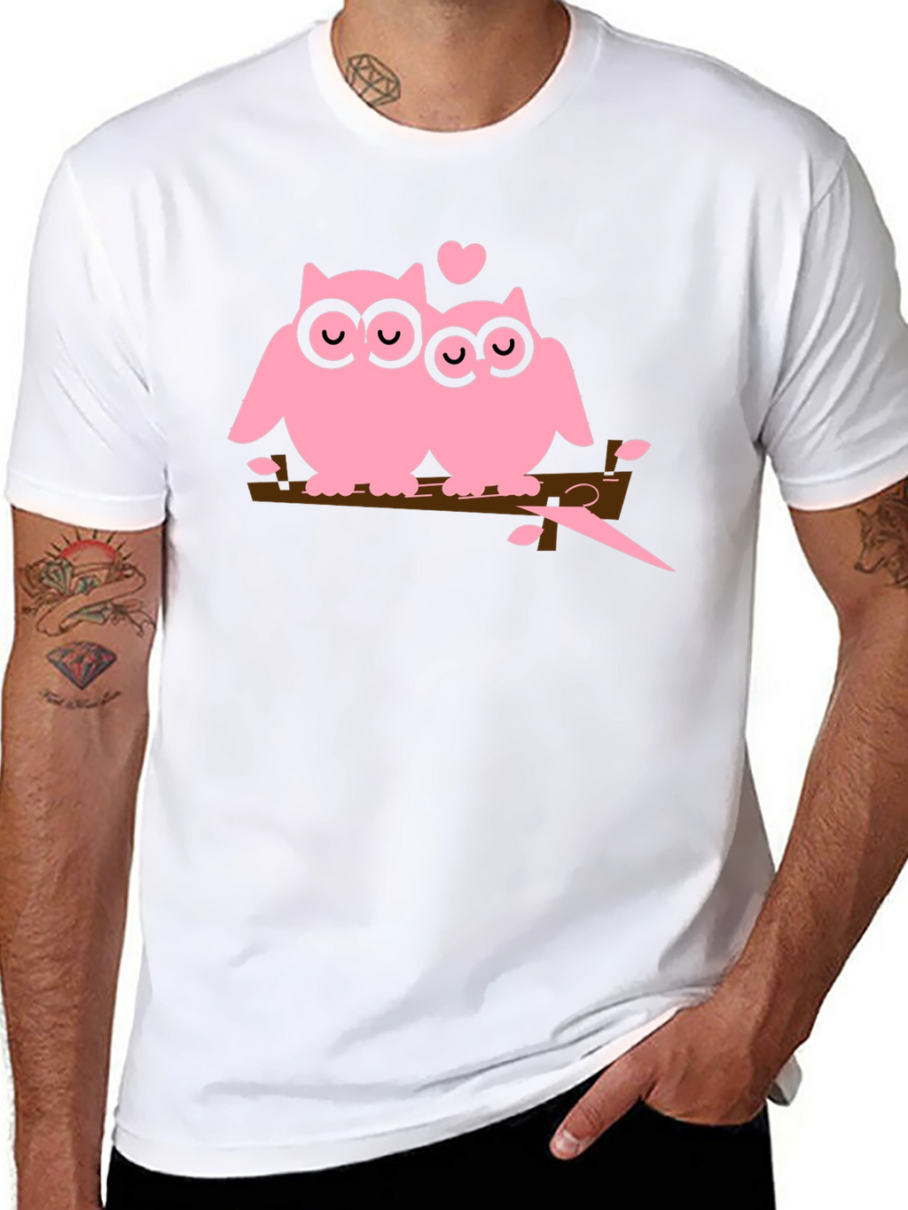 Owl Love T-Shirt - Pink Owls on Branch