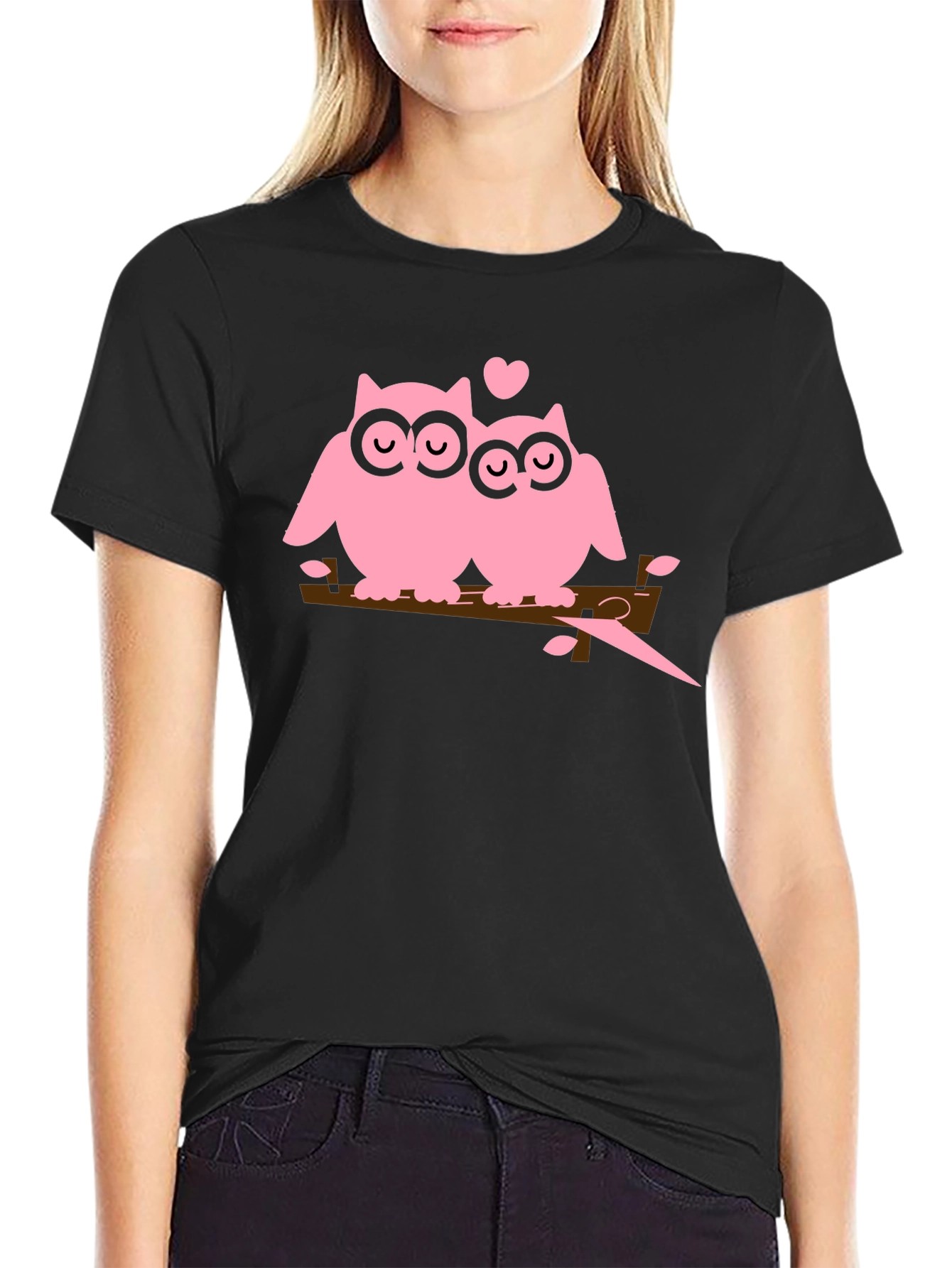 Owl Love T-Shirt - Pink Owls on Branch