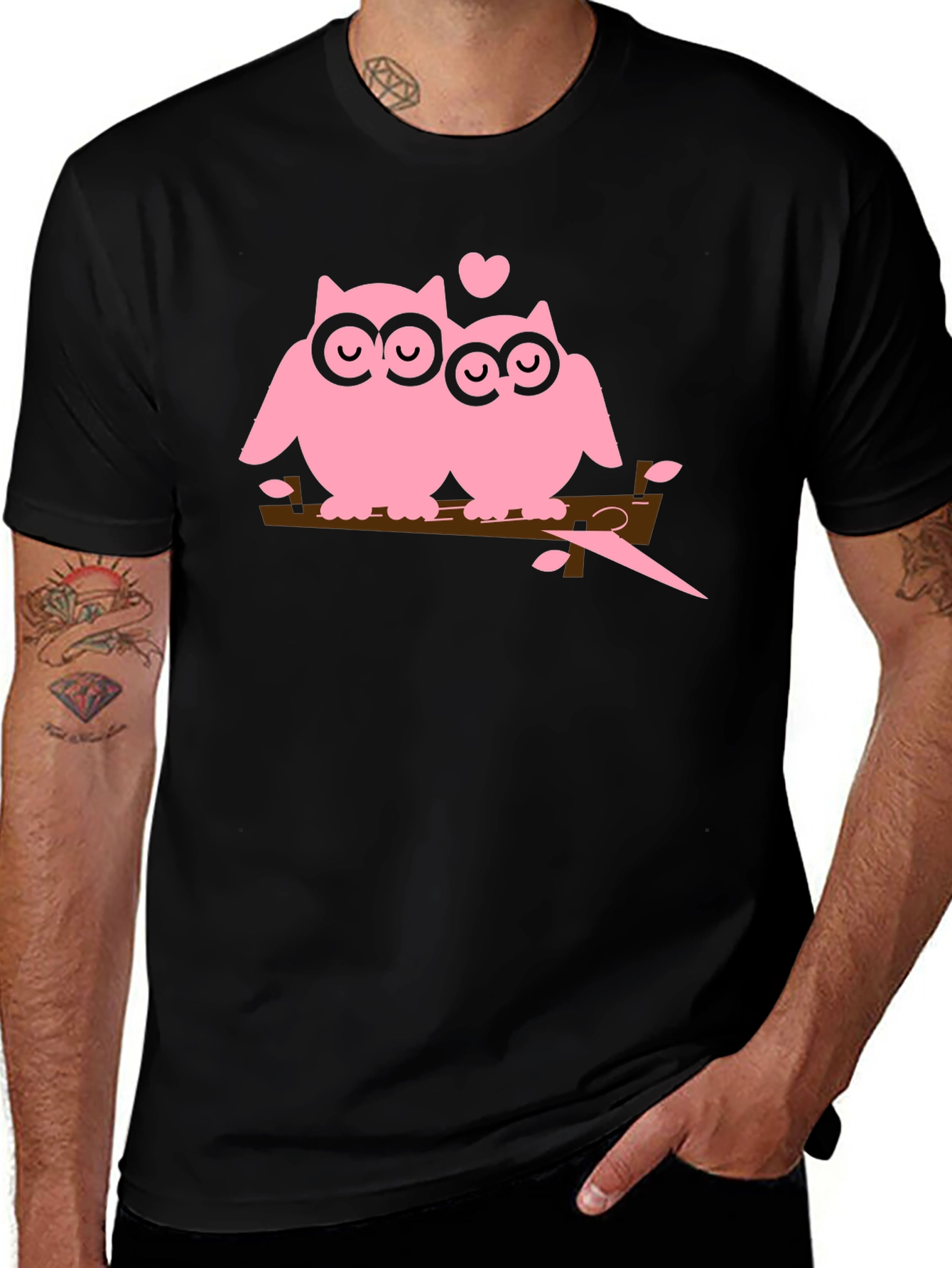 Owl Love T-Shirt - Pink Owls on Branch