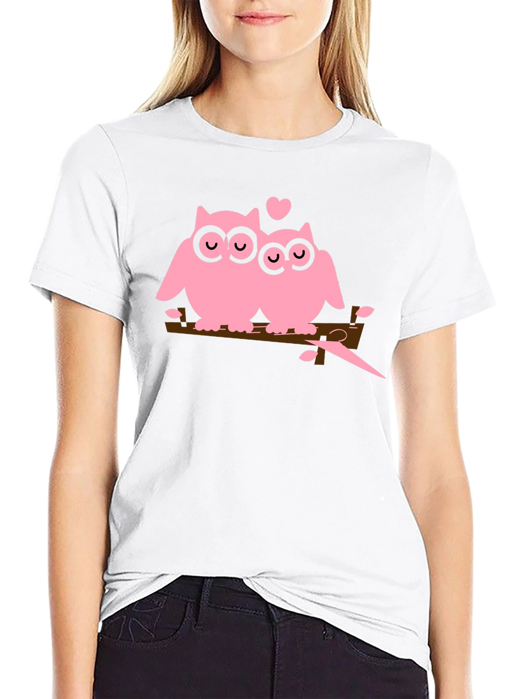 Owl Love T-Shirt - Pink Owls on Branch