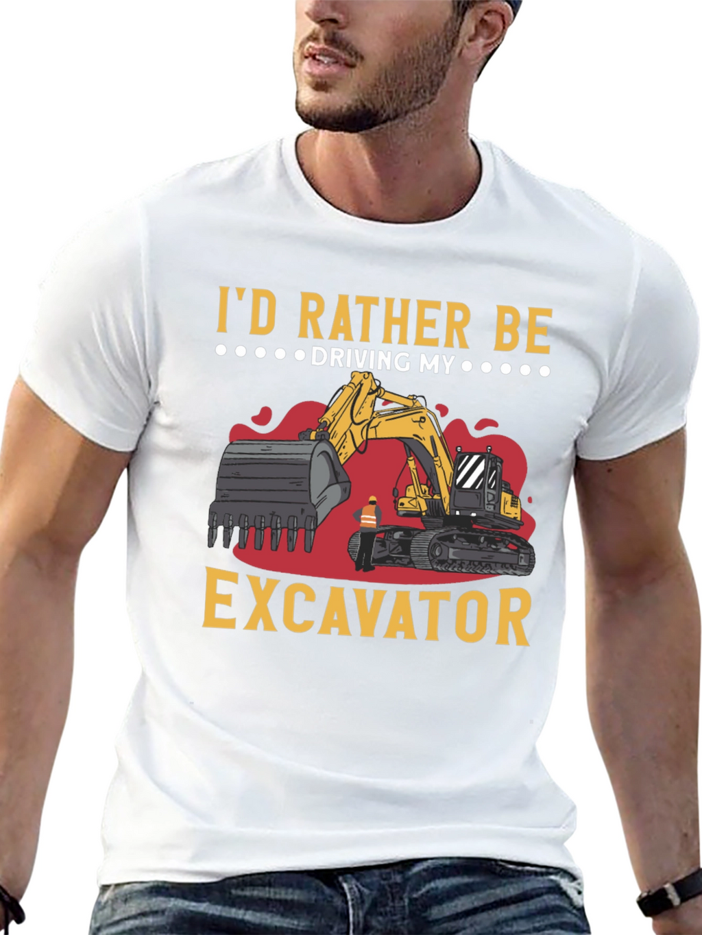 Id Rather Be Driving My Excavator Black T-Shirt