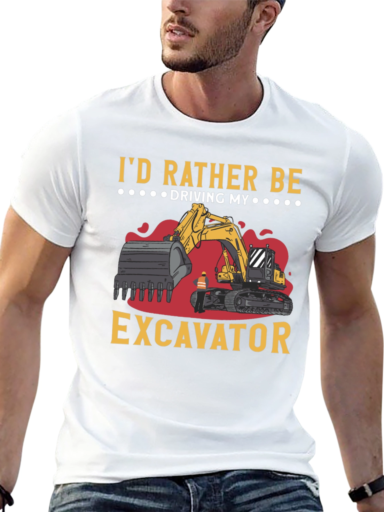 Id Rather Be Driving My Excavator Black T-Shirt