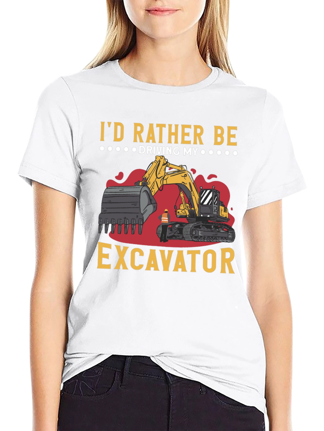 Id Rather Be Driving My Excavator Black T-Shirt