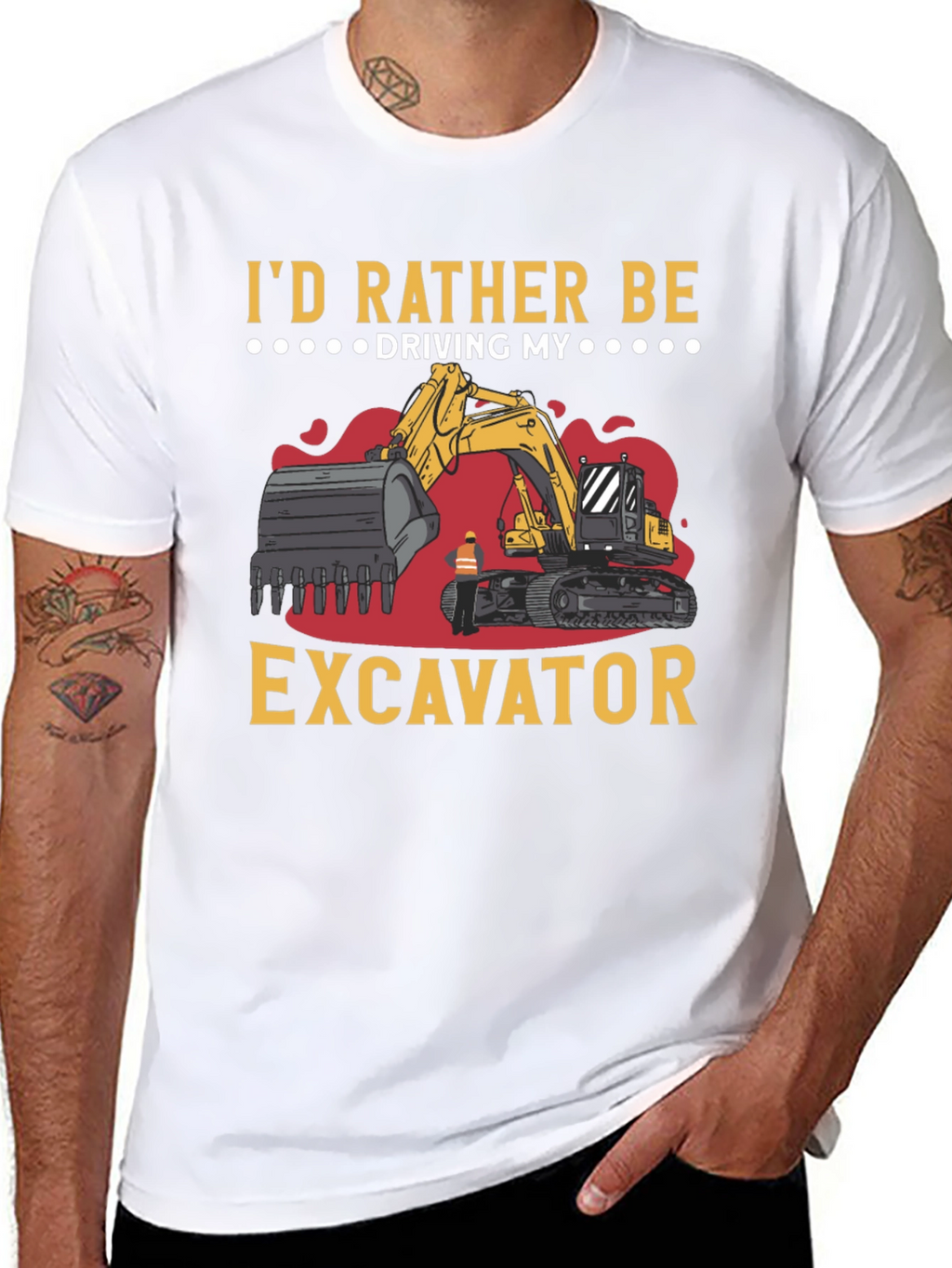 Id Rather Be Driving My Excavator Black T-Shirt