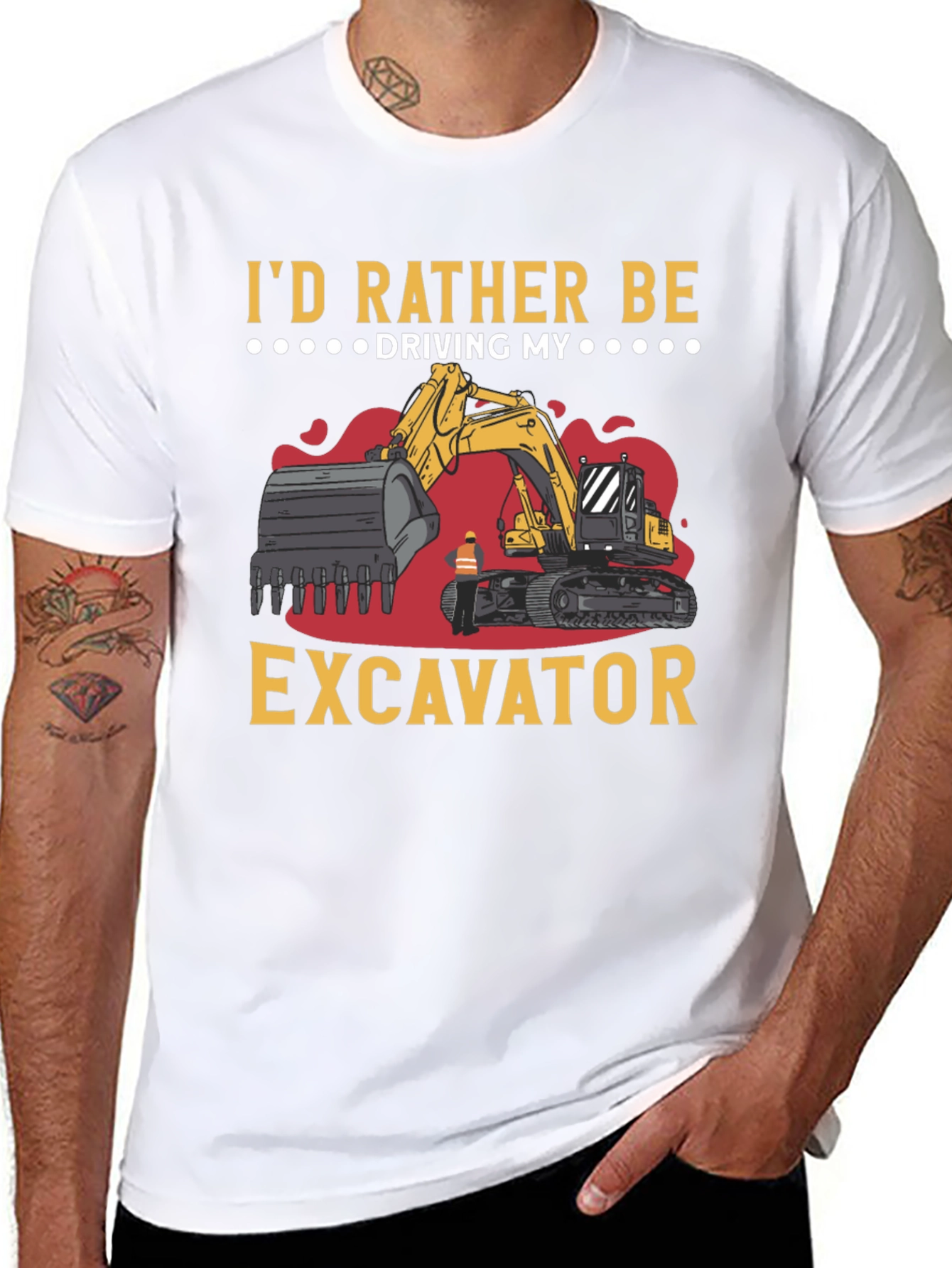 Id Rather Be Driving My Excavator Black T-Shirt