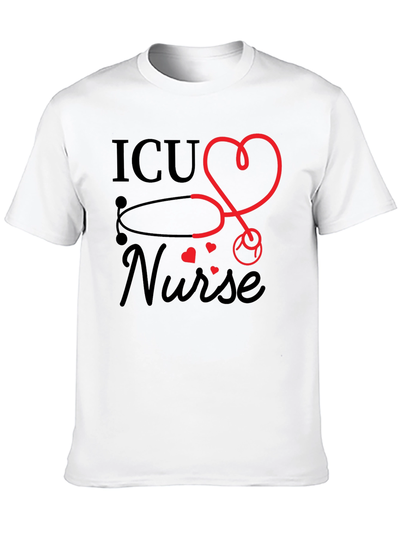 ICU Nurse Heart Stethoscope Graphic T-Shirt