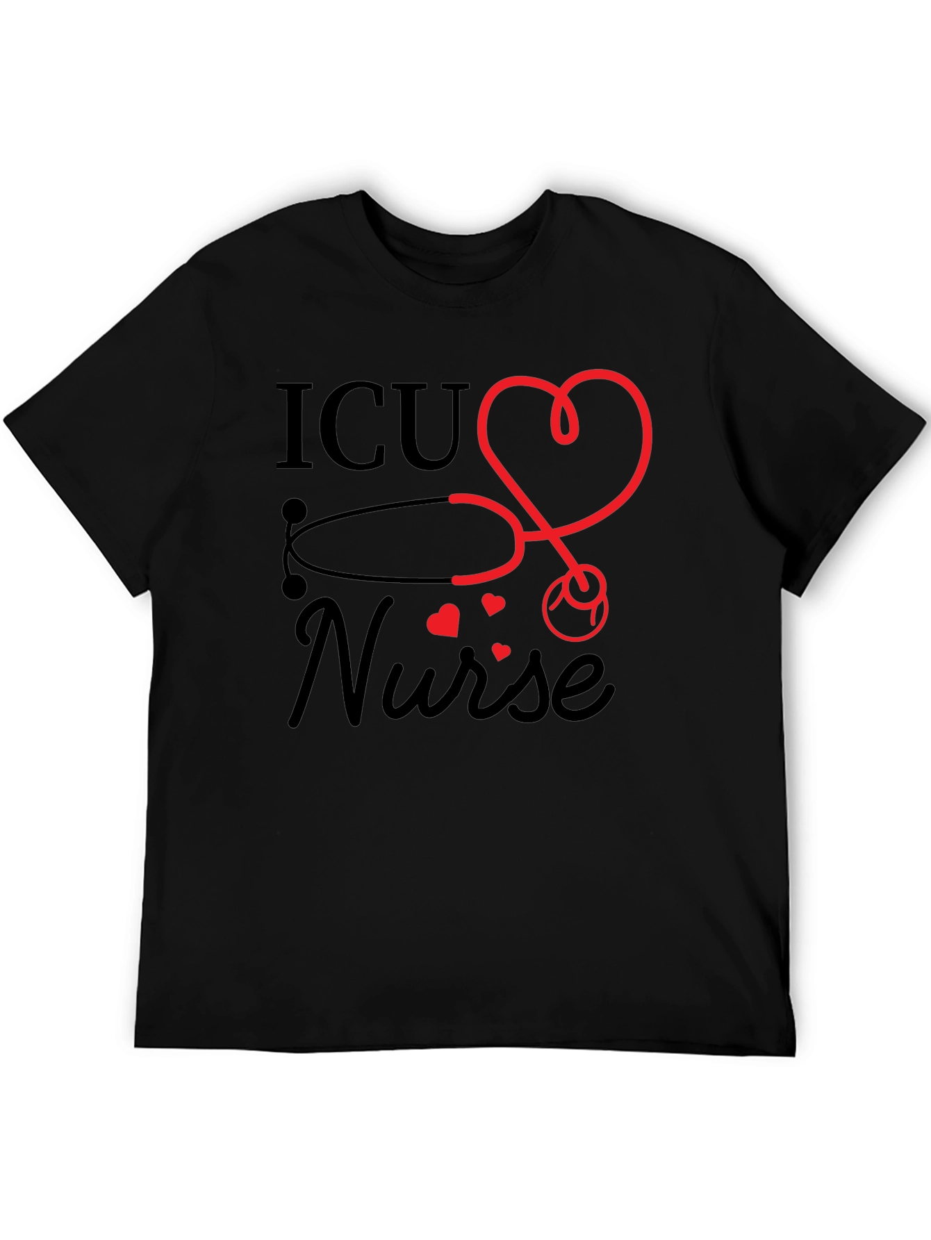 ICU Nurse Heart Stethoscope Graphic T-Shirt