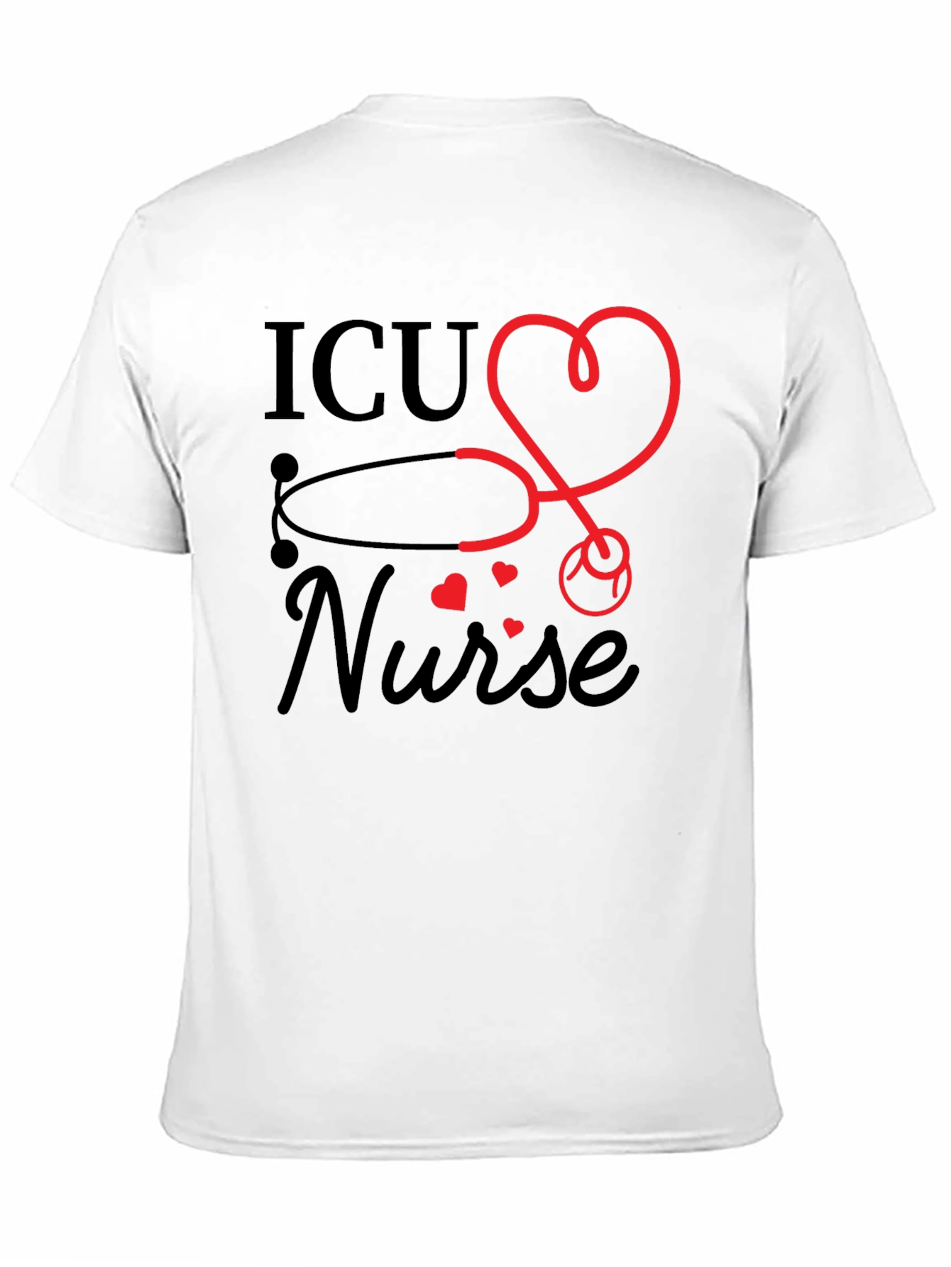 ICU Nurse Heart Stethoscope Graphic T-Shirt